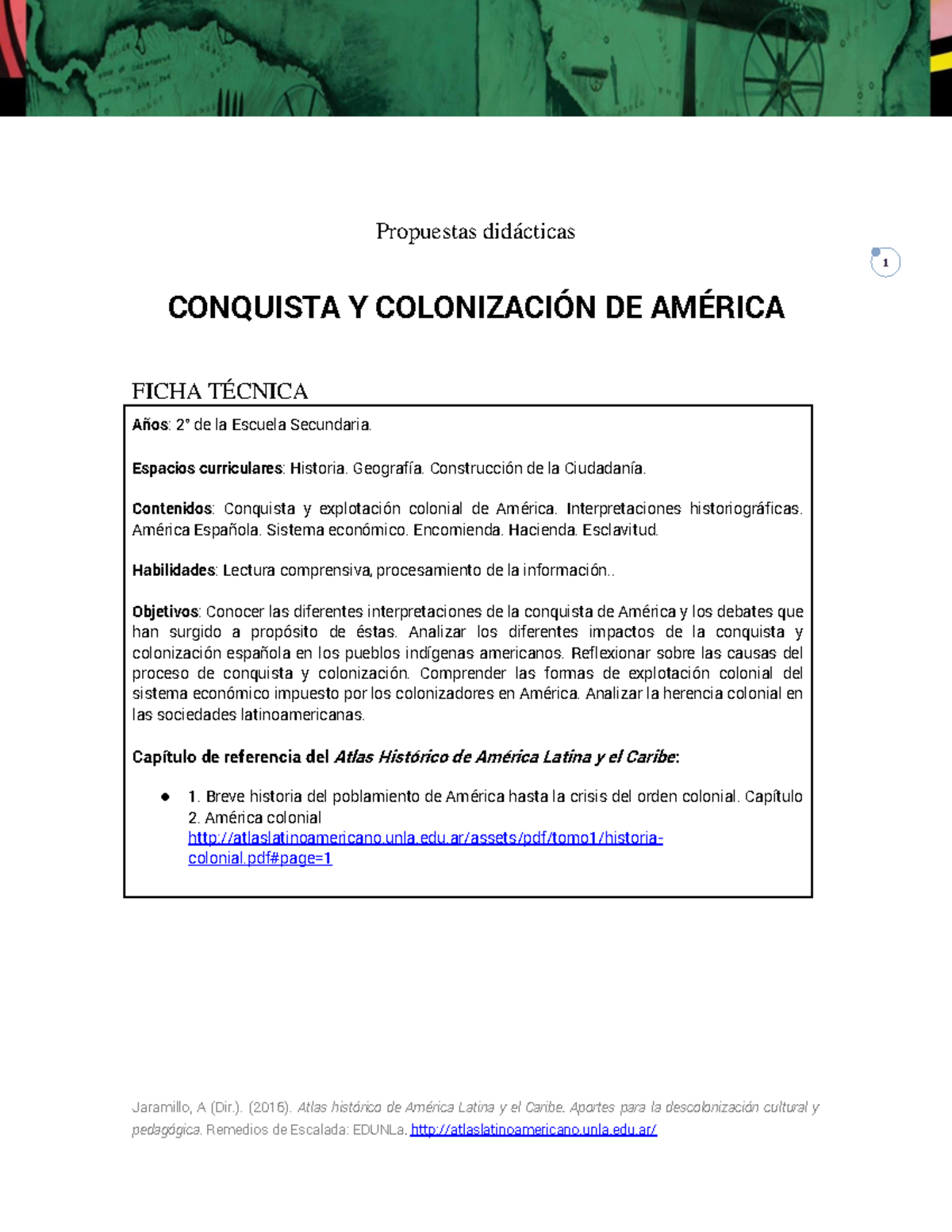 Secuencia didactica conquista y colonizacion de america - Jaramillo, A ...