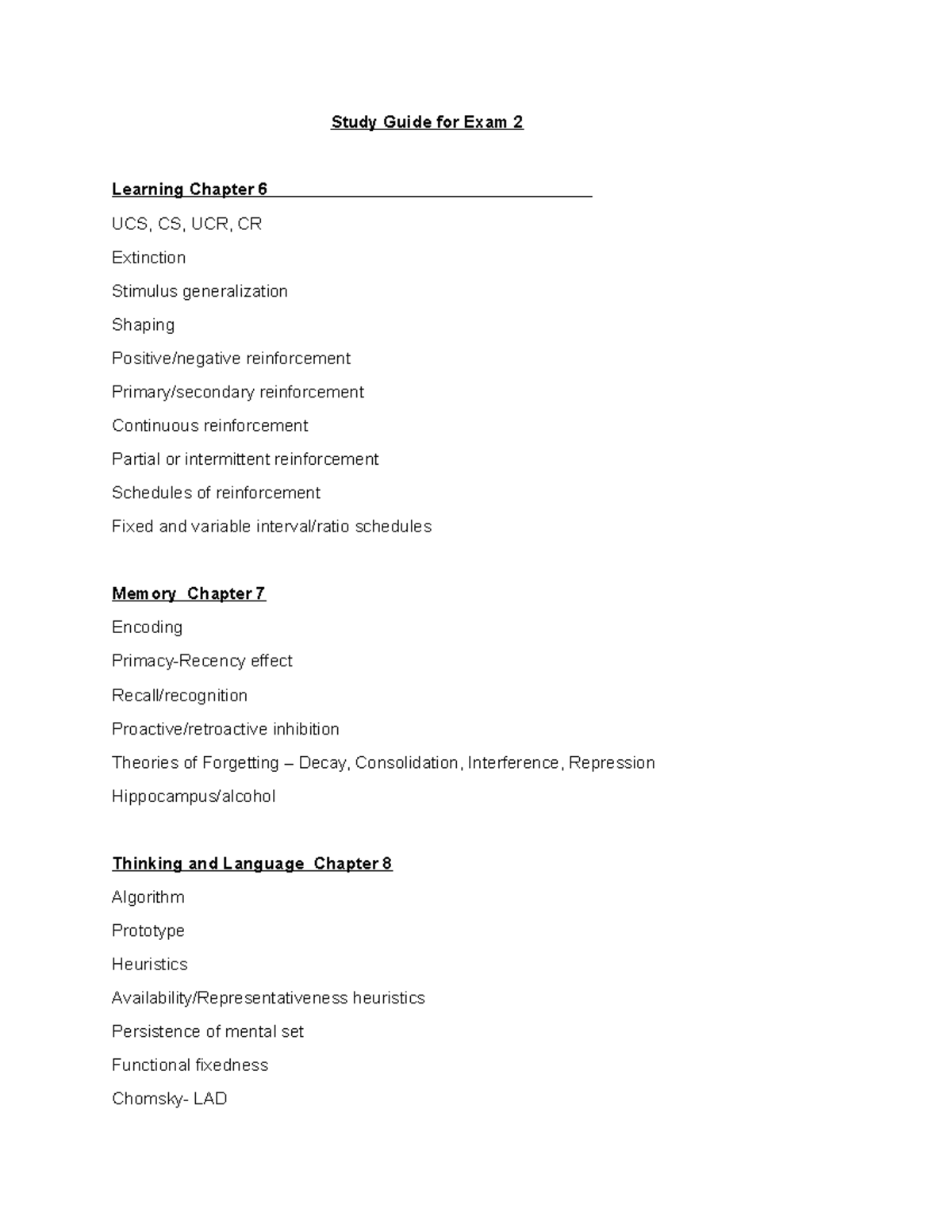 Study Guide For Exam 2 - Studocu