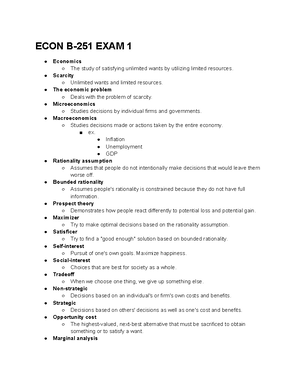 ECON-B 251 Final Exam Study Guide - Chapter 1: Basic Economics O Notes ...