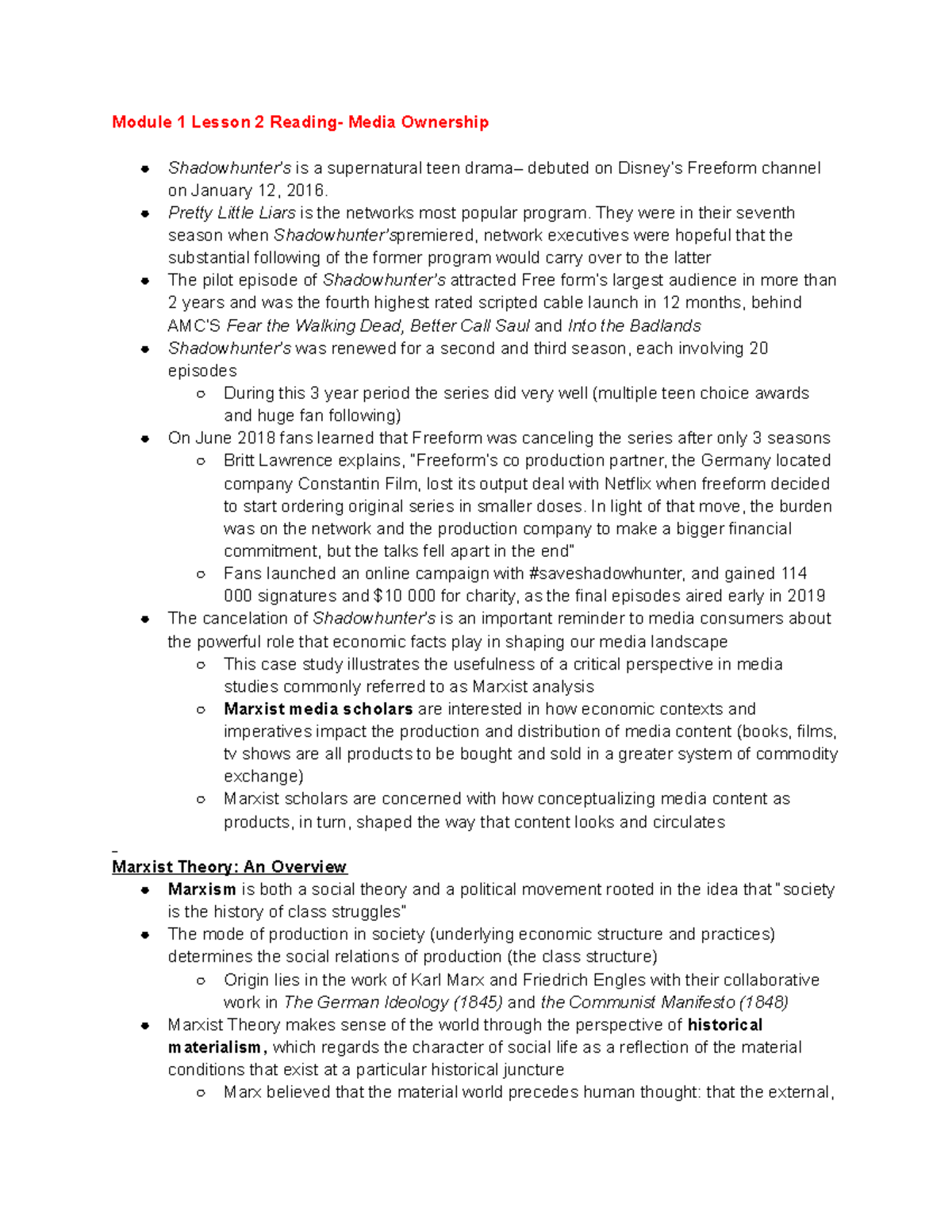 Module 1 Reading - MIT Lecture Notes - Module 1 Lesson 2 Reading- Media ...