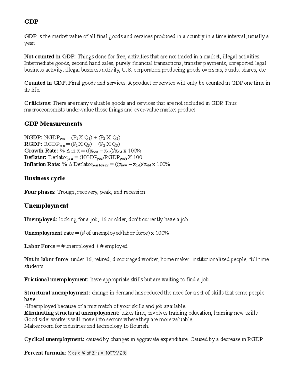 Macroeconomies Midterm 2 study guide - GDP GDP is the market value of ...