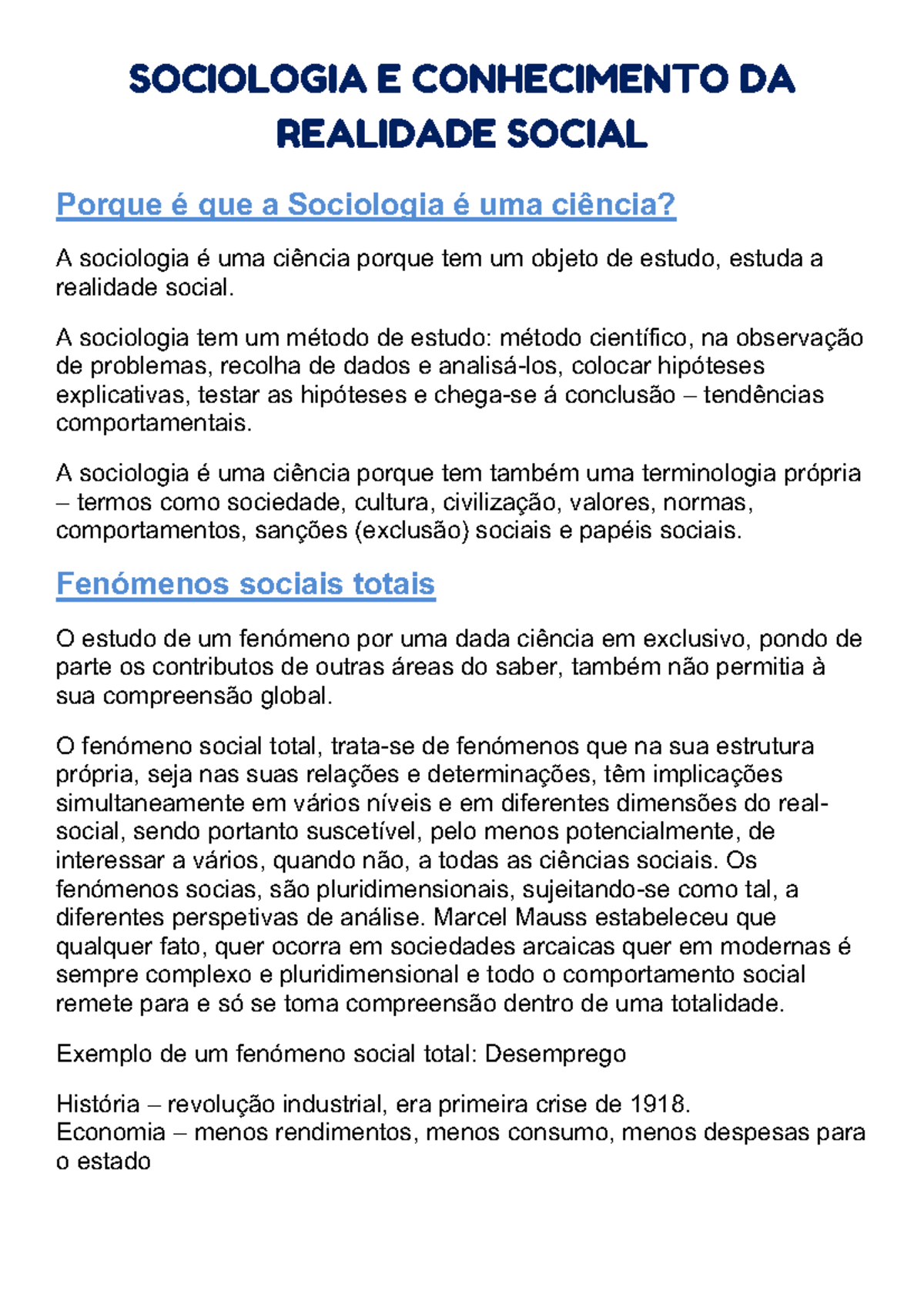 Sociologia e conhecimento da realidade social - SOCIOLOGIA E ...
