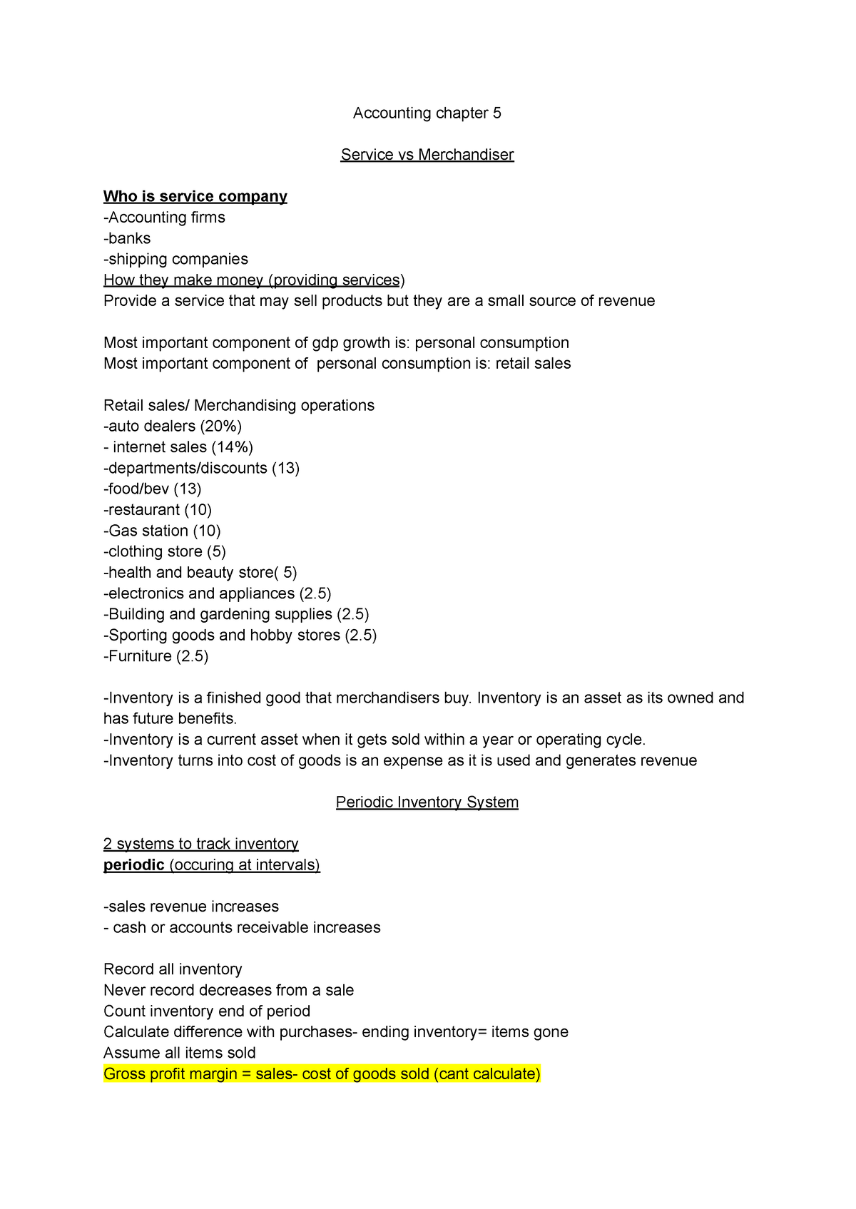 Accounting Chapter 5 - Inventory Is An Asset As Its Owned And Has ...