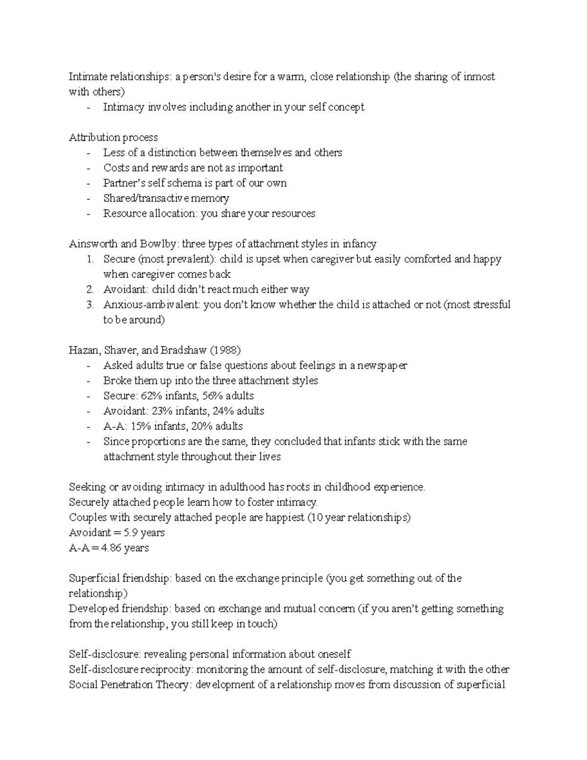 Intimate Relationship Notes - Intimate relationships: a person's desire ...
