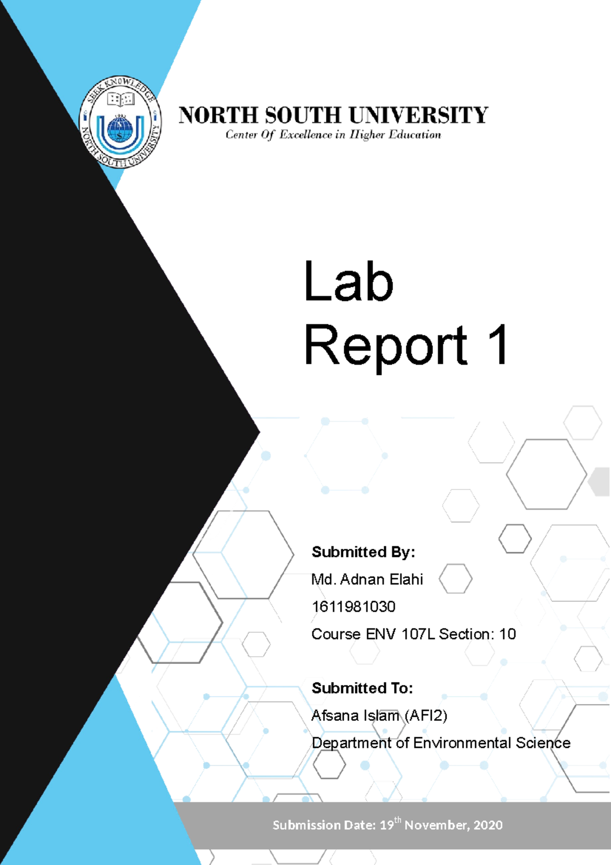 LAB1 - Lab practical task assignment 1 for course ENV107 L - Lab Report ...