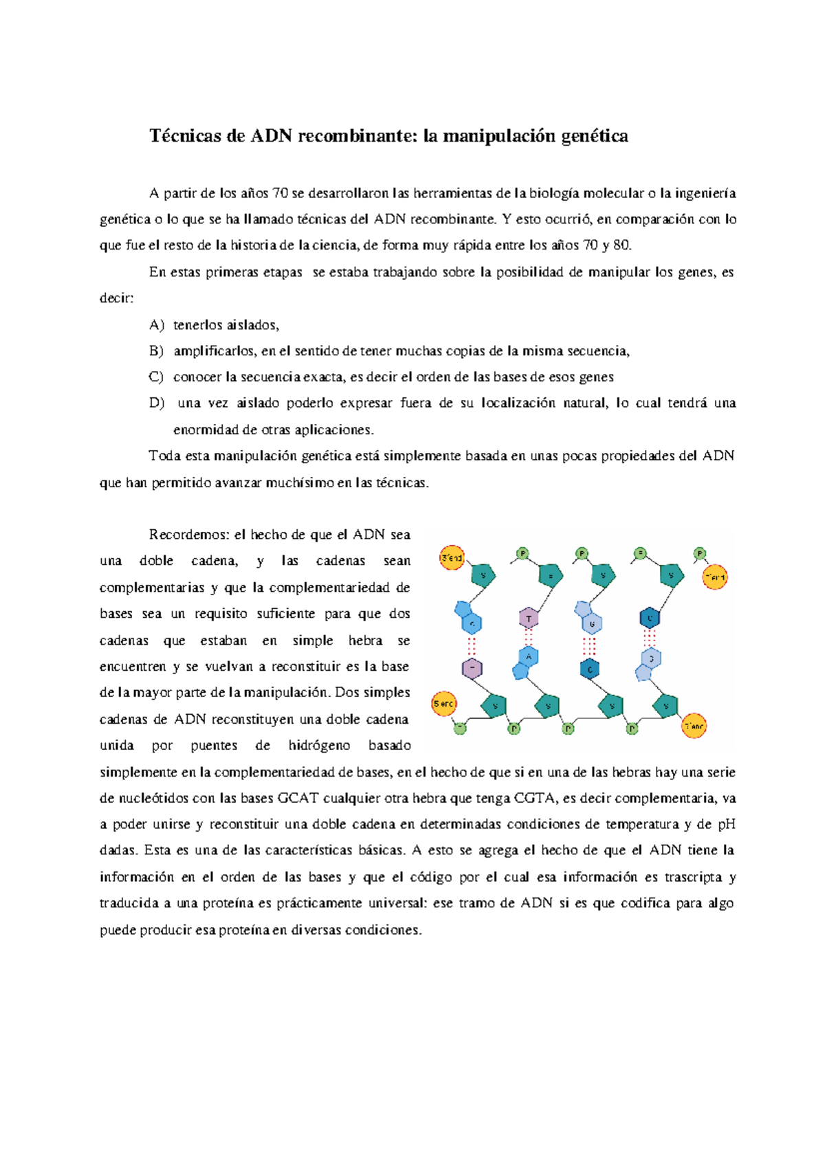 2 ADN Recombinante Resumen - Técnicas De ADN Recombinante: La ...