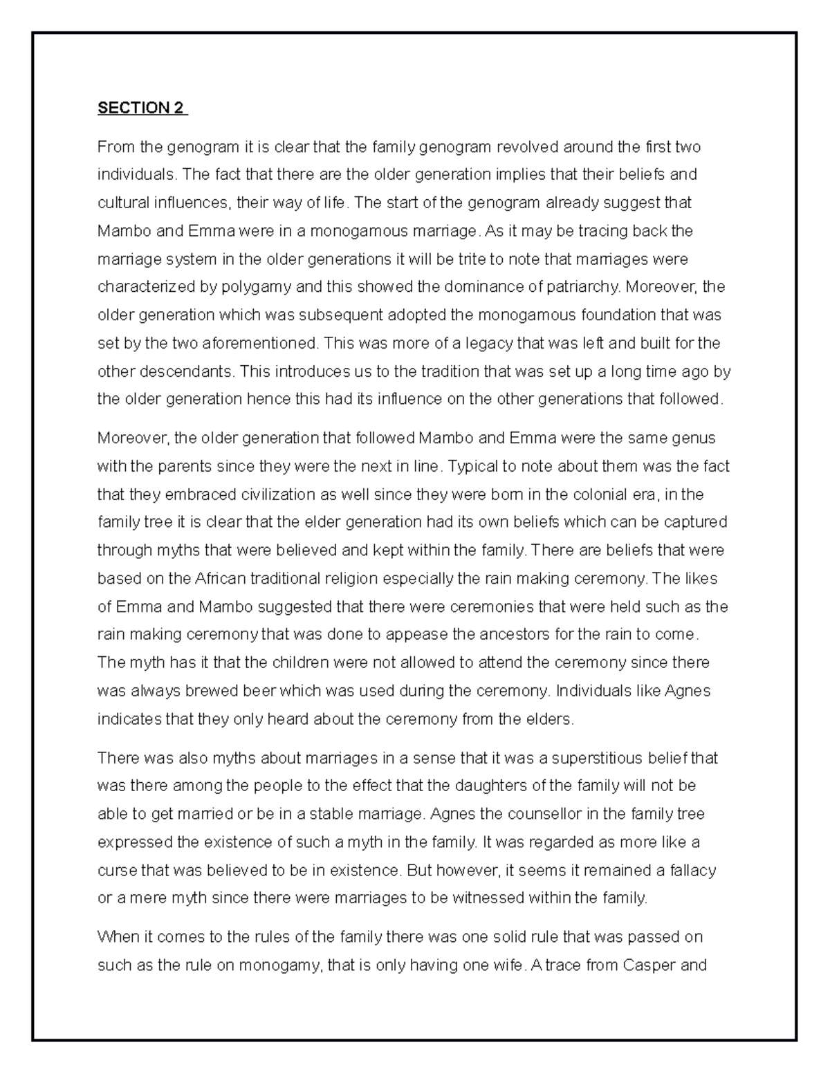 Genogram Assignment - SECTION 2 From the genogram it is clear that the ...