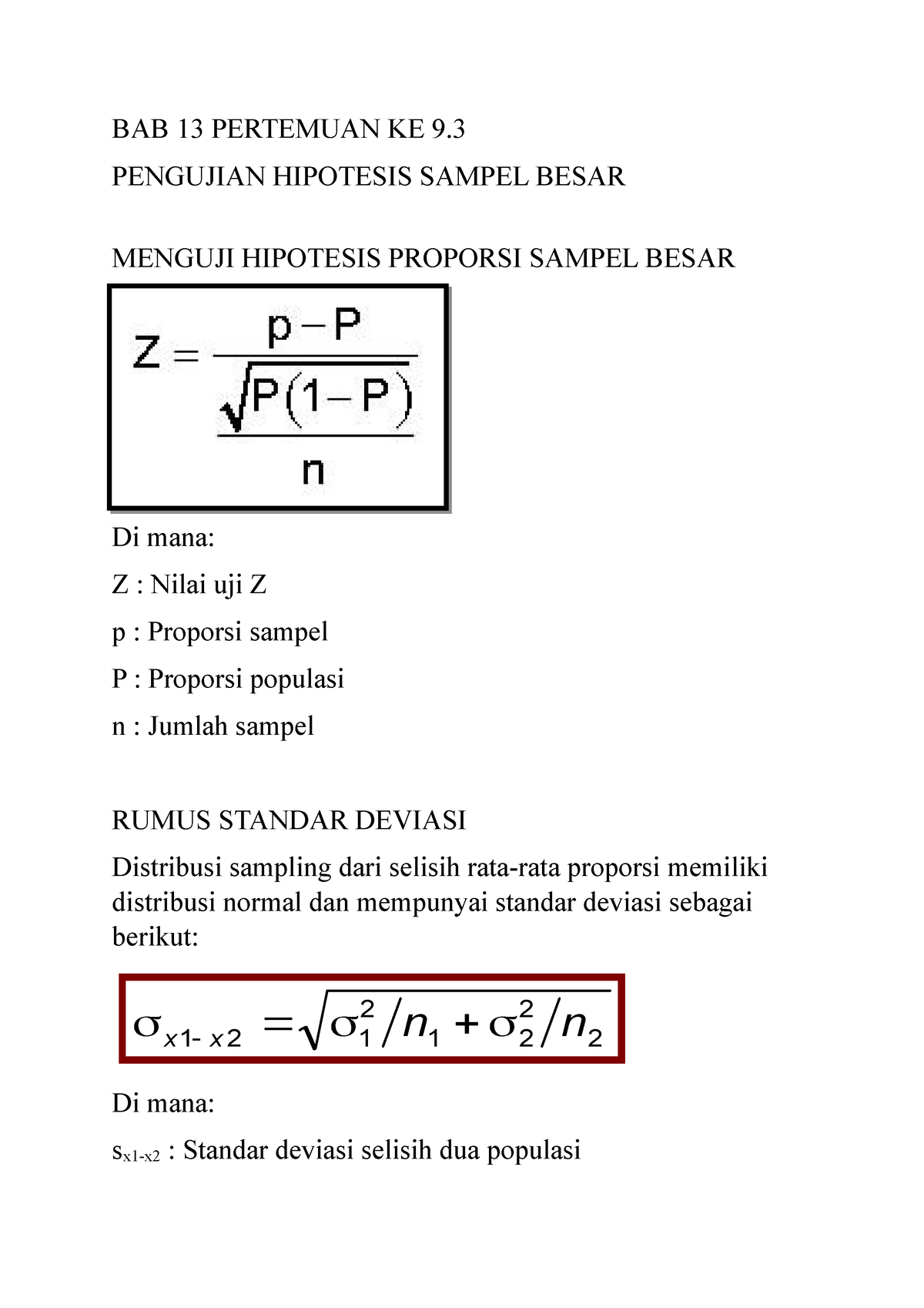 H. BAB 13 Pertemuan KE 9 - PENGUJIAN HIPOTESIS SAMPEL BESAR 2021 PART 2 ...