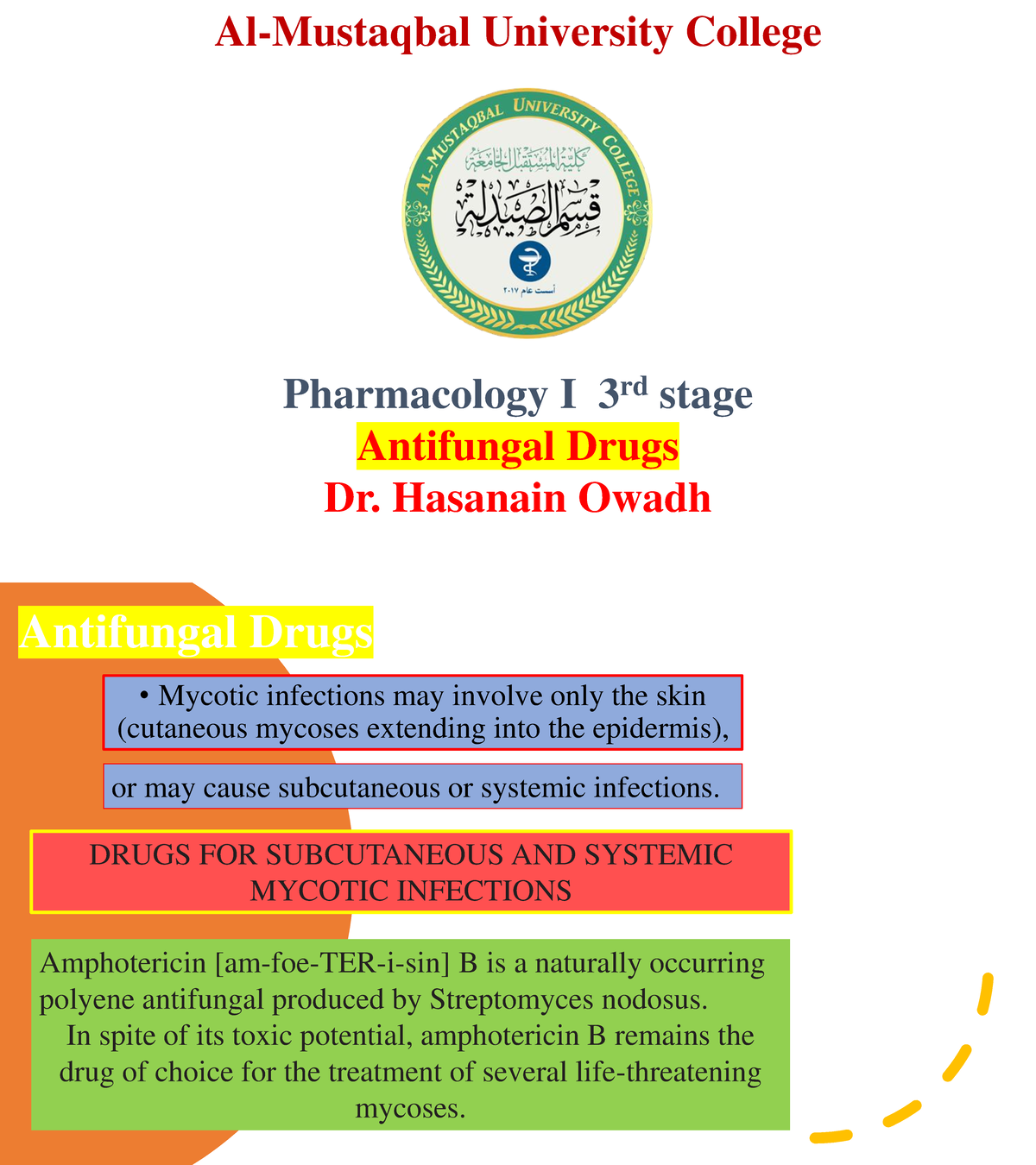 Antifungal Drugs Pharmaceutical Organic Chemistry III AlMustaqbal