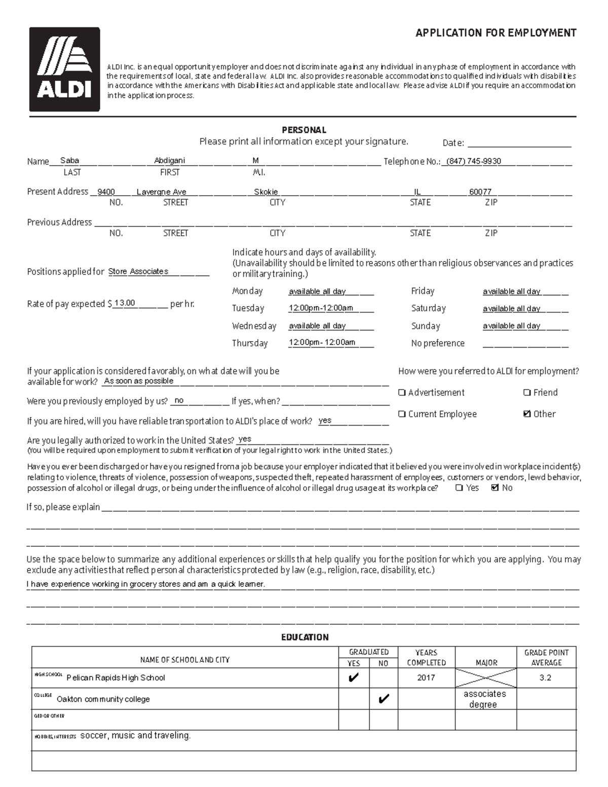 Untitled about class material that is in class APPLICATION FOR