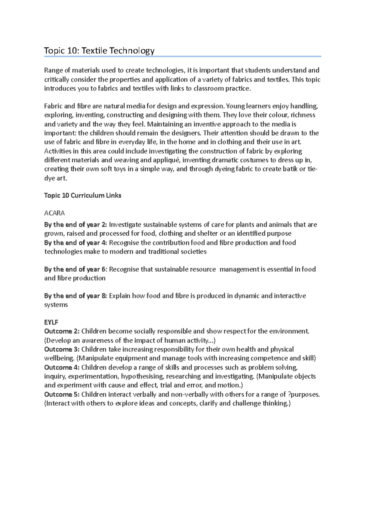 Topic 10- Textile Technology - Topic 10: Textile Technology Range of ...