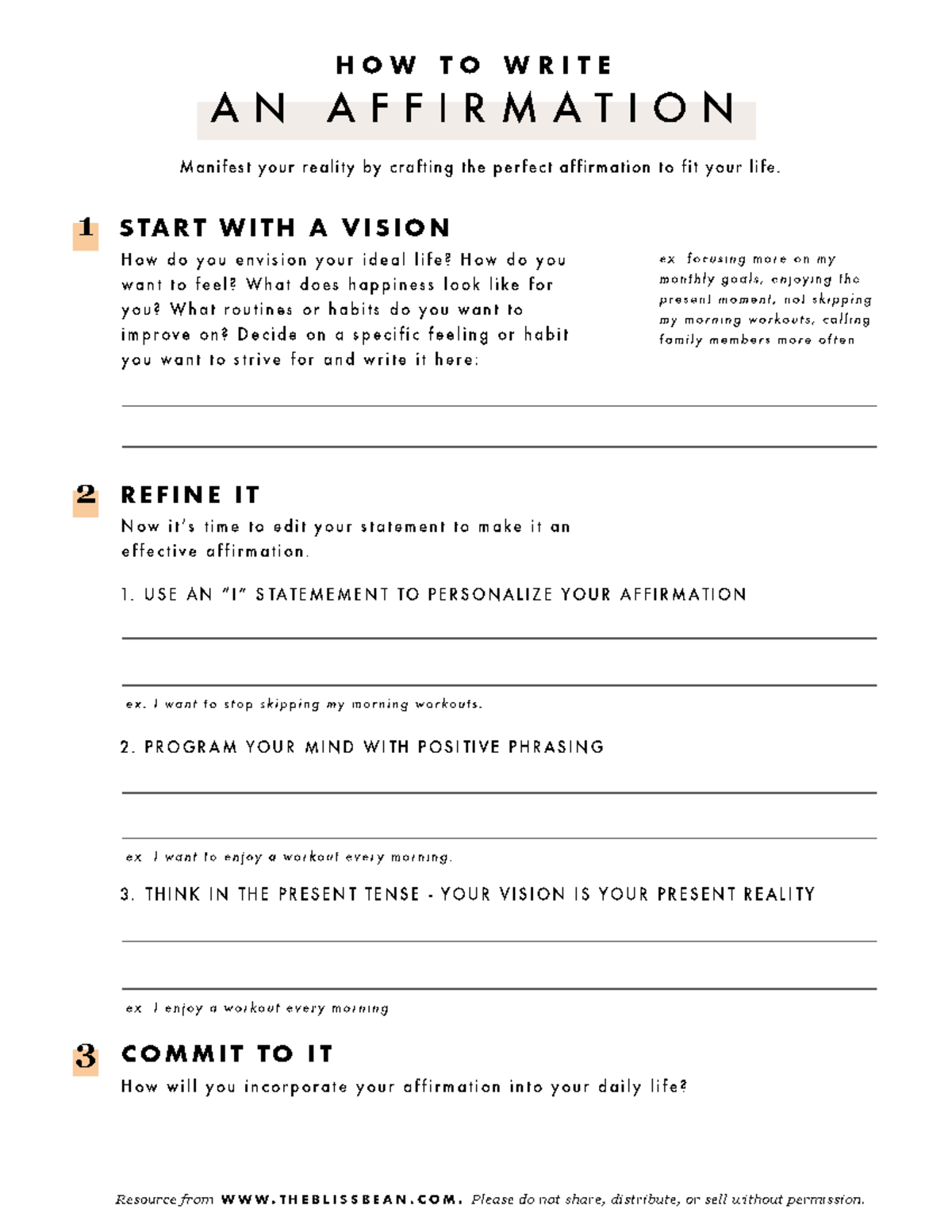 Design an Affirmation - H O W TO W RITE AN AFFIRM ATIO N ...