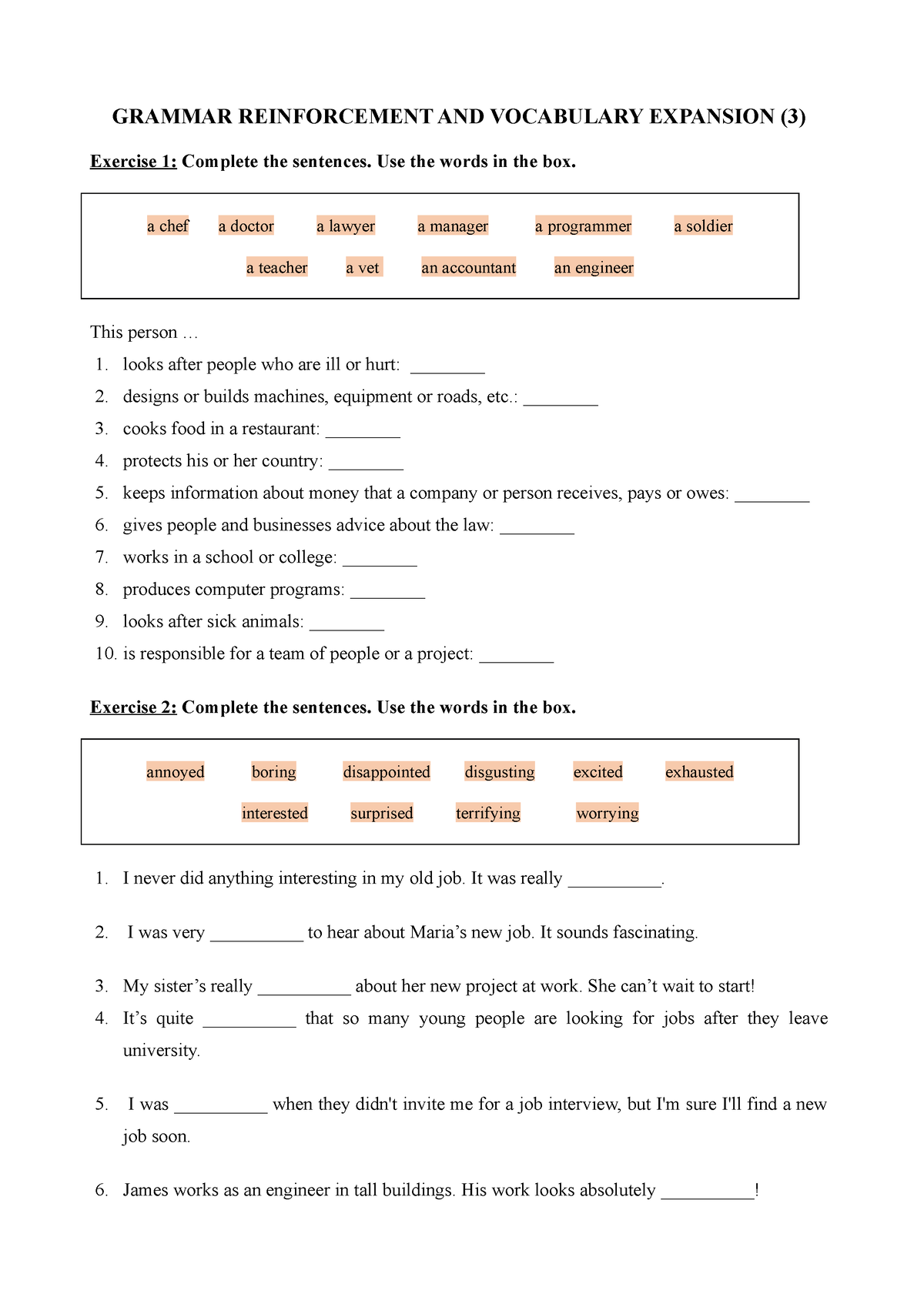 UNIT 3 - Grammar Reinforcement AND Vocabulary Expansion - GRAMMAR ...