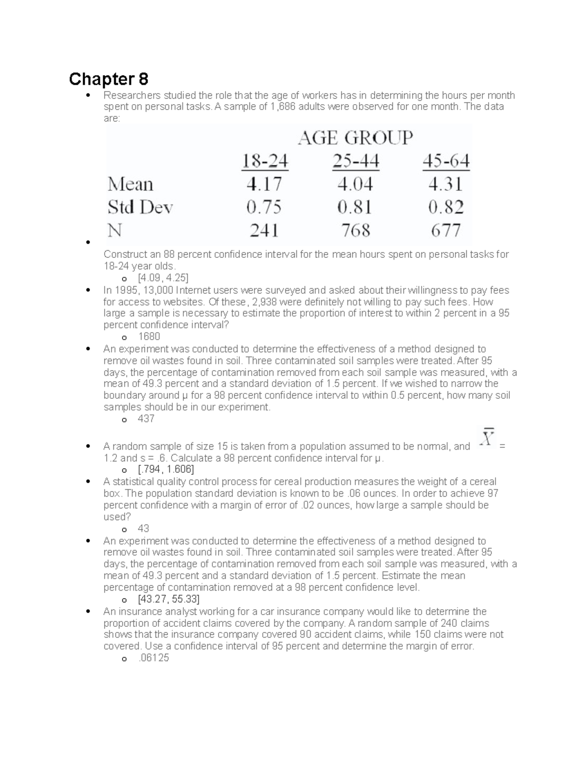 Stats 303 Chapter 8 Assignment - Chapter 8 Researchers studied the role ...