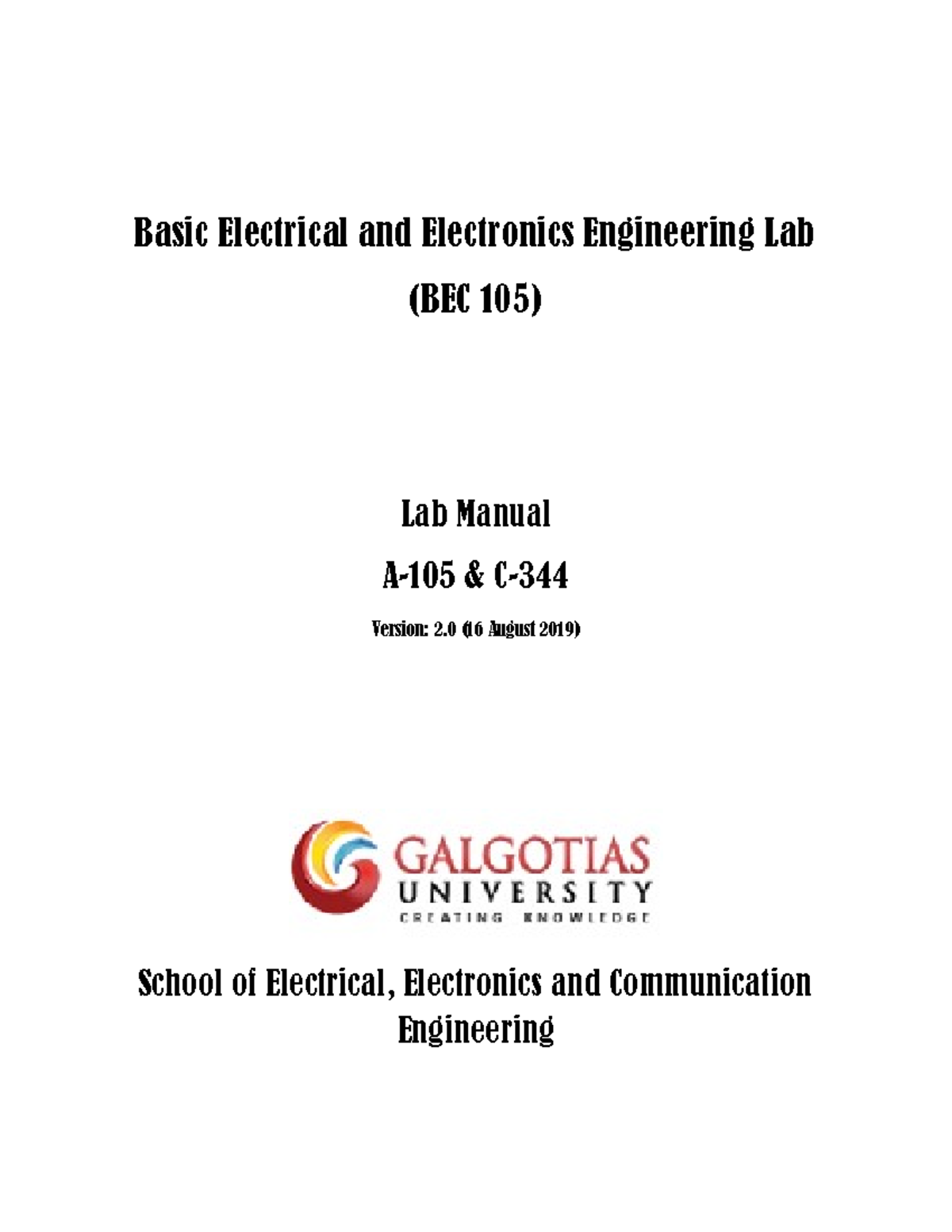 BEEE LAB Manual-A TO Z - Basic Electrical and Electronics Engineering ...