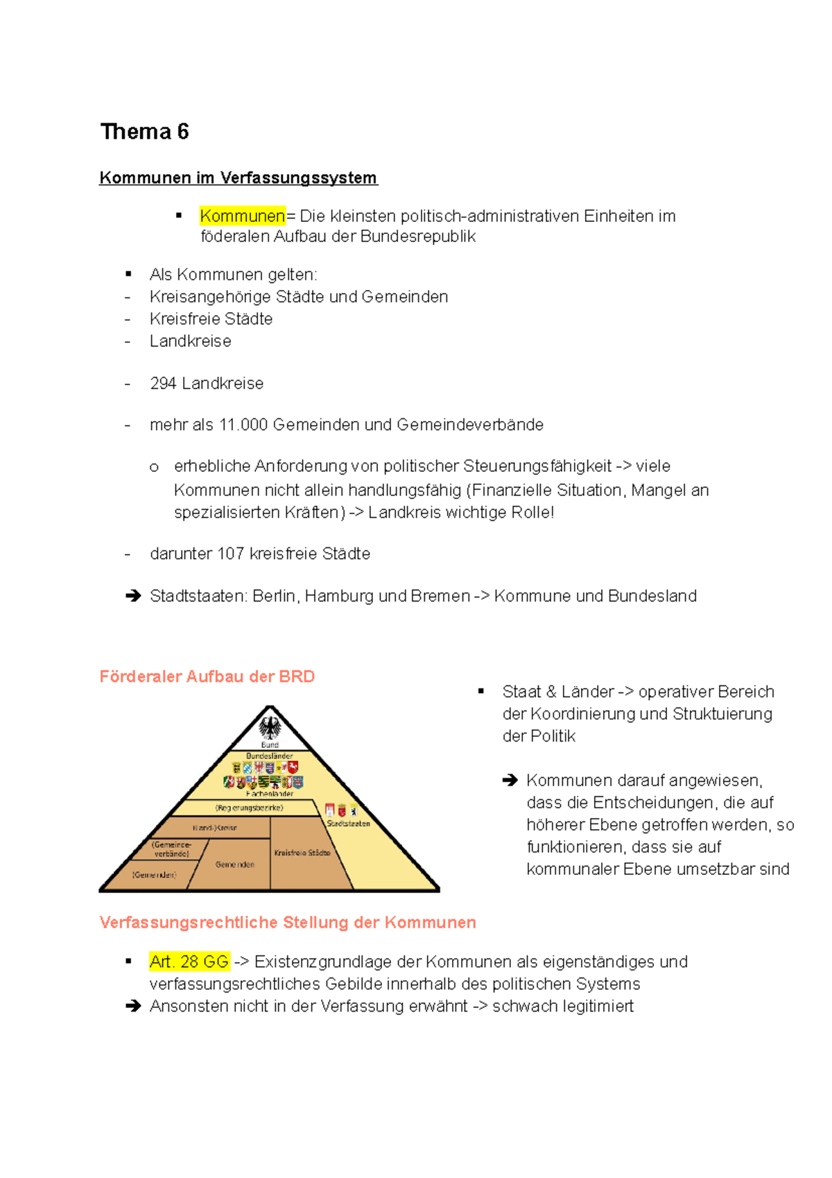 Politisches System Der BRD Lernzettel 4 - Einführung In Das Politische ...