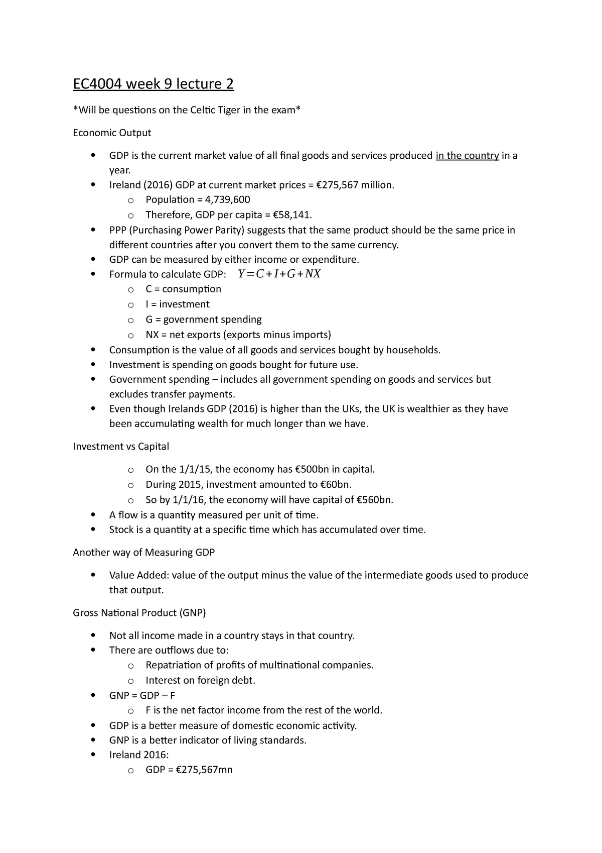 EC4004 Week 9 Lecture 2 - Summary Economics For Business - EC4004 Week ...