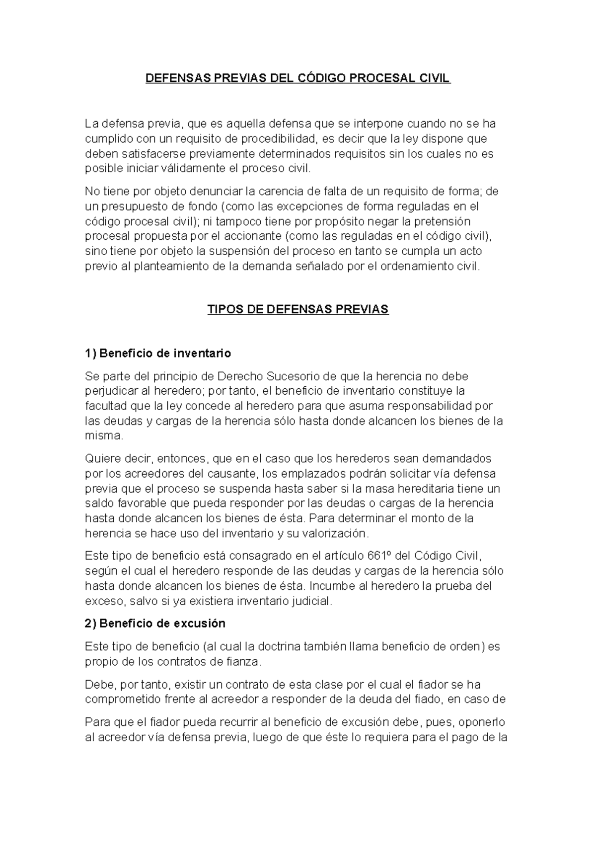 Defensas Previas en el Código Procesal Civil Peruano - DEFENSAS PREVIAS ...
