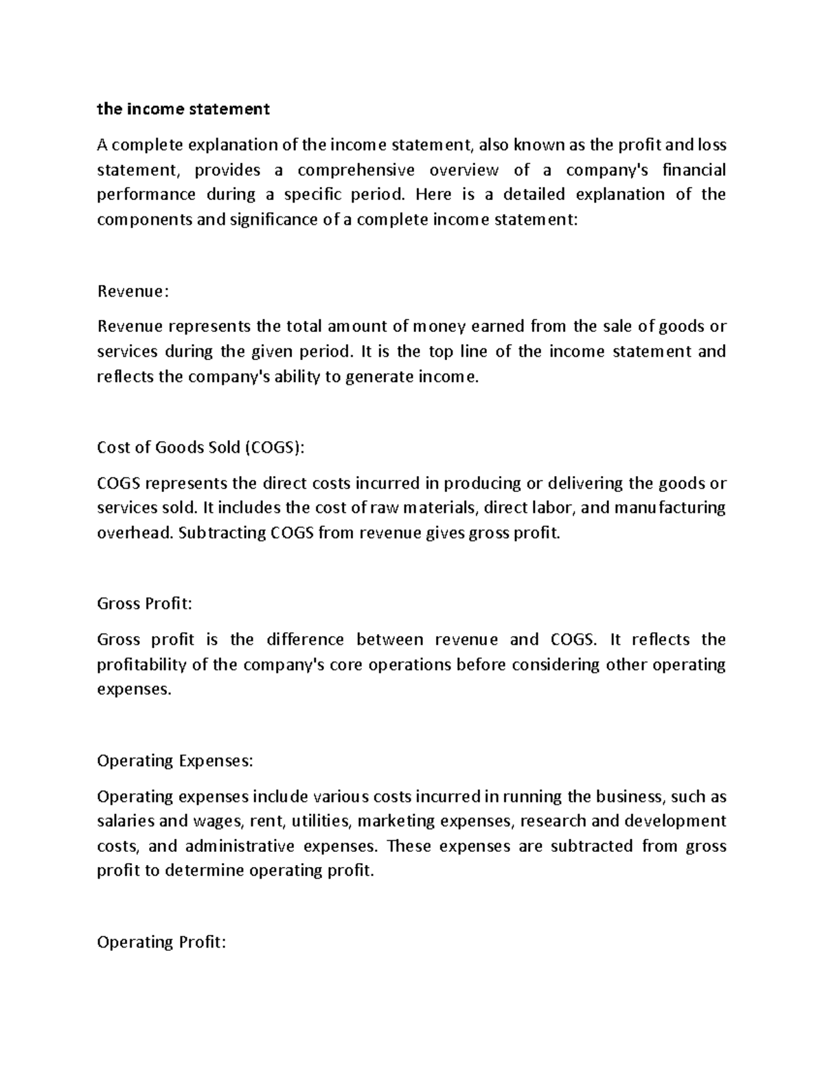 the-income-statement-learning-the-income-statement-a-complete