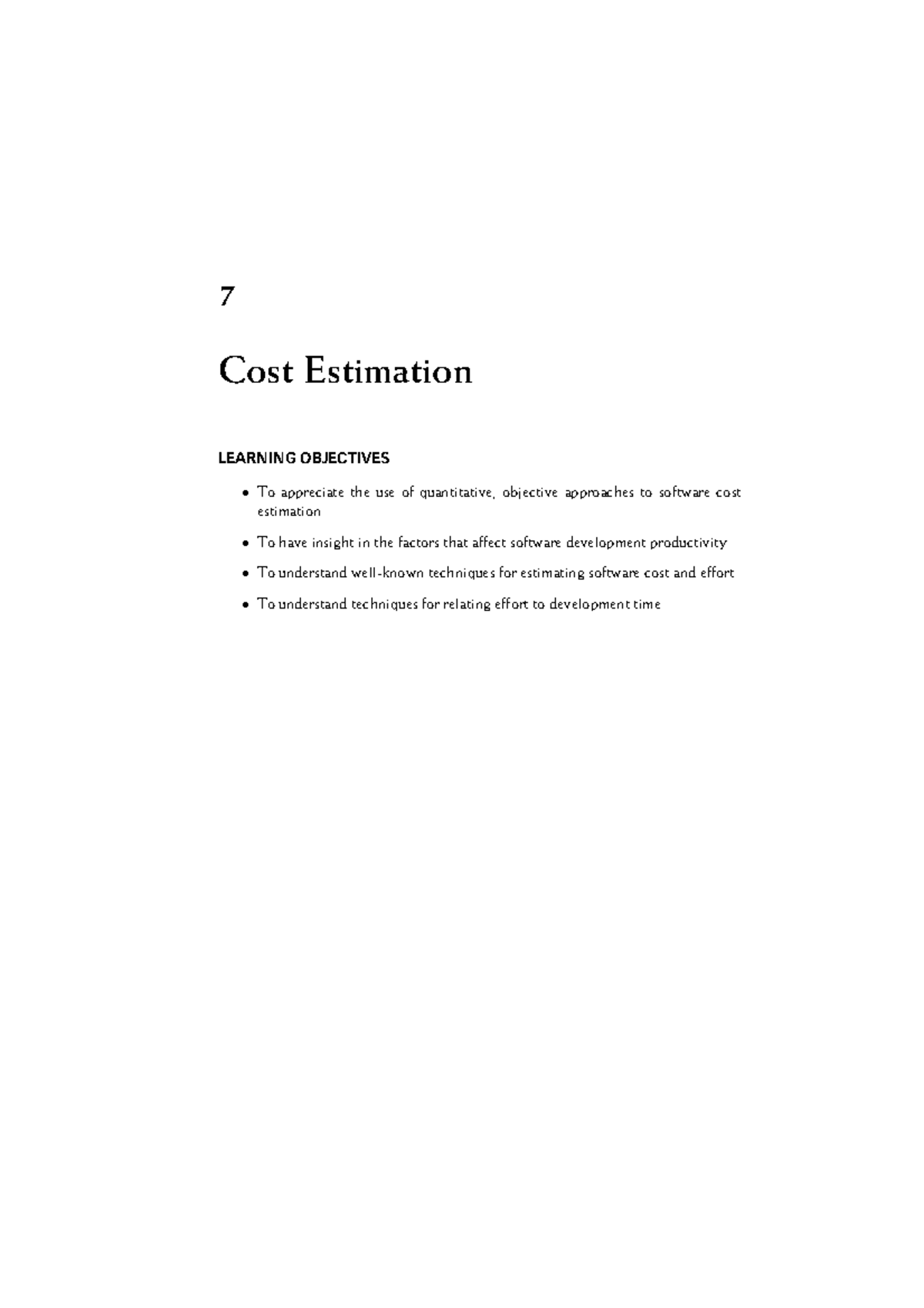 Computer Engineering 101 - 7 Cost Estimation LEARNING OBJECTIVES To ...