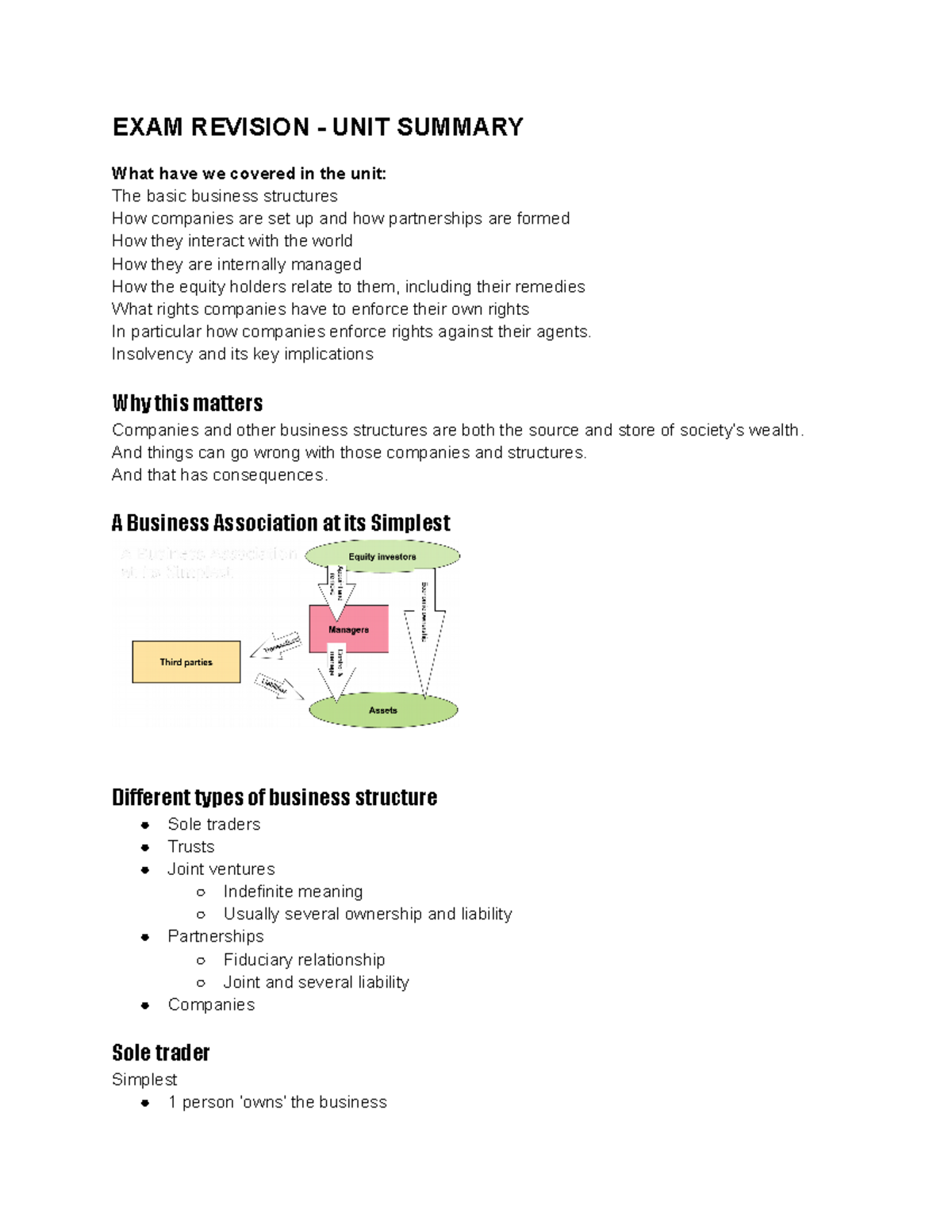 EXAM Revision Corporation Law EXAM REVISION UNIT SUMMARY What