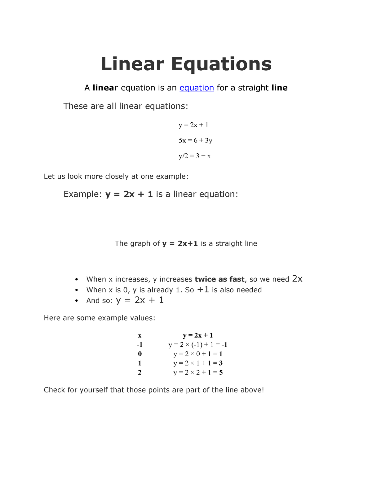 review-of-linear-equations-linear-equations-a-linear-equation-is-an
