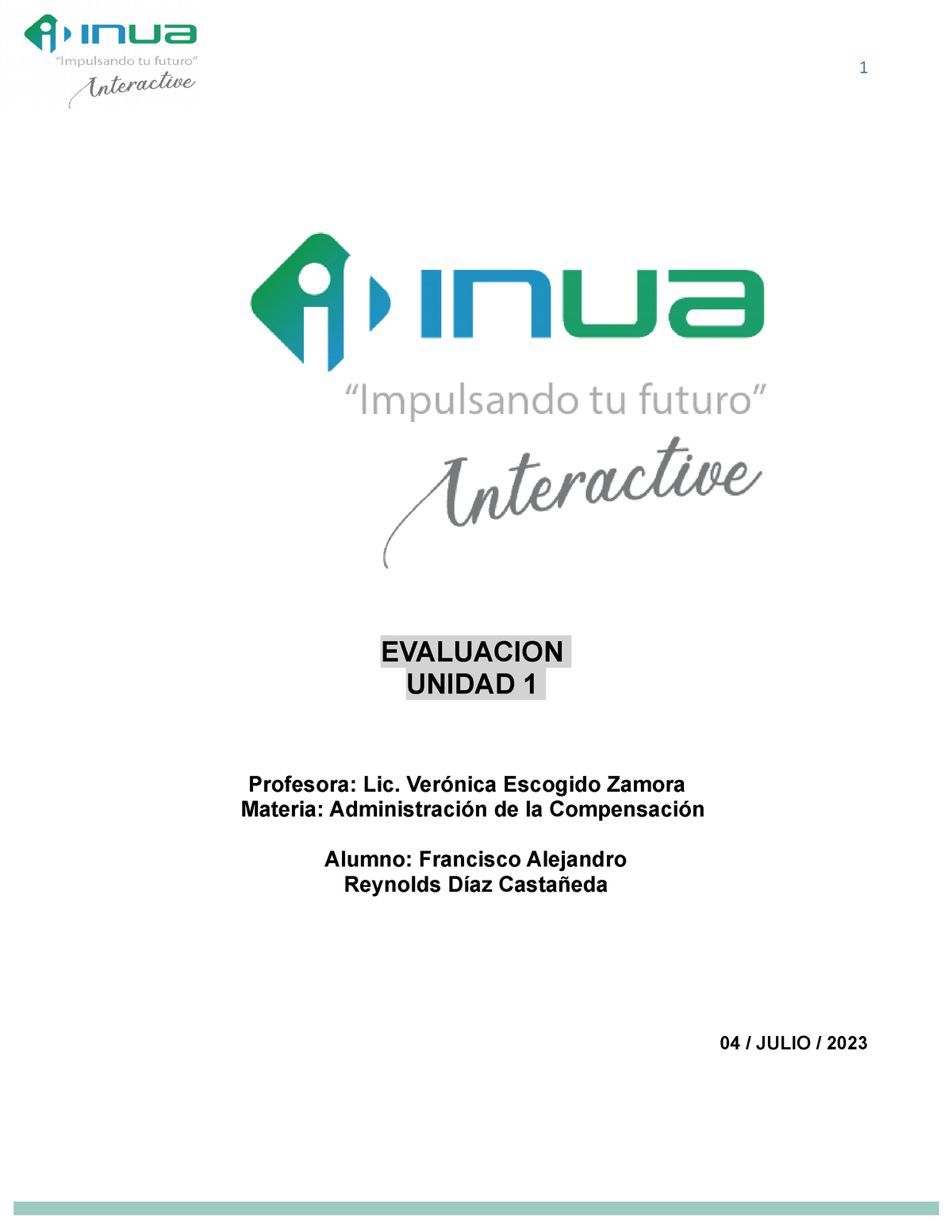 Evaluacion Unidad 1 - Examen De Modulo - 1 EVALUACION UNIDAD 1 ...