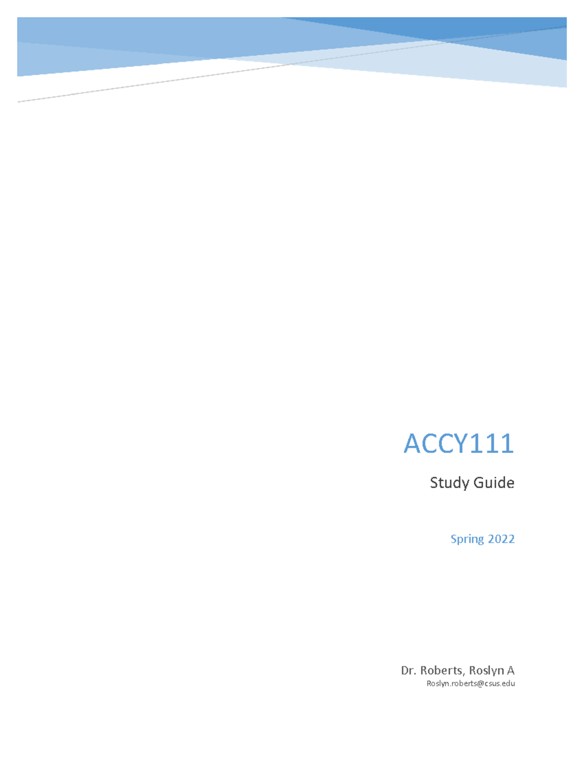 ACCY111 planner - examples of work and notes - ACCY Study Guide Dr ...