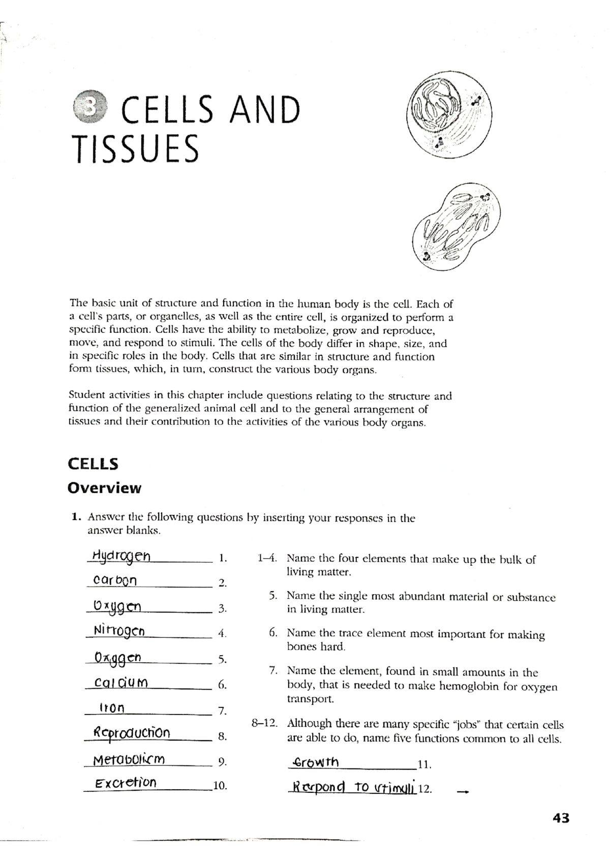 03NSC3- Cells AND Tissues Part 9 - Medical Technology - Studocu