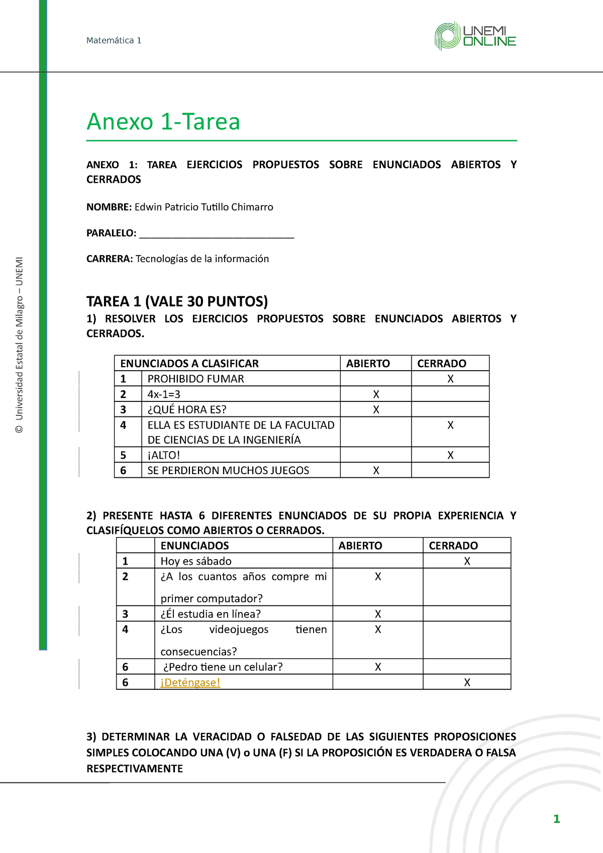 Anexo -tarea 1 - Apuntes 1 - Matemática 1 Anexo 1-Tarea ANEXO 1: TAREA ...