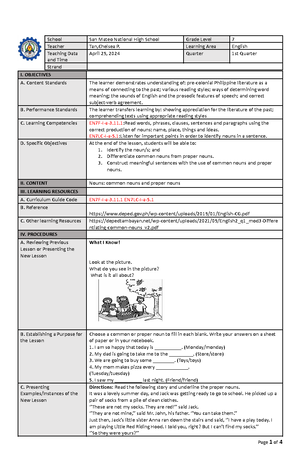 Lesson PLAN-ARTS - ICCT COLLEGES FOUNDATION INC. V SOLIVEN AVENUE II ...