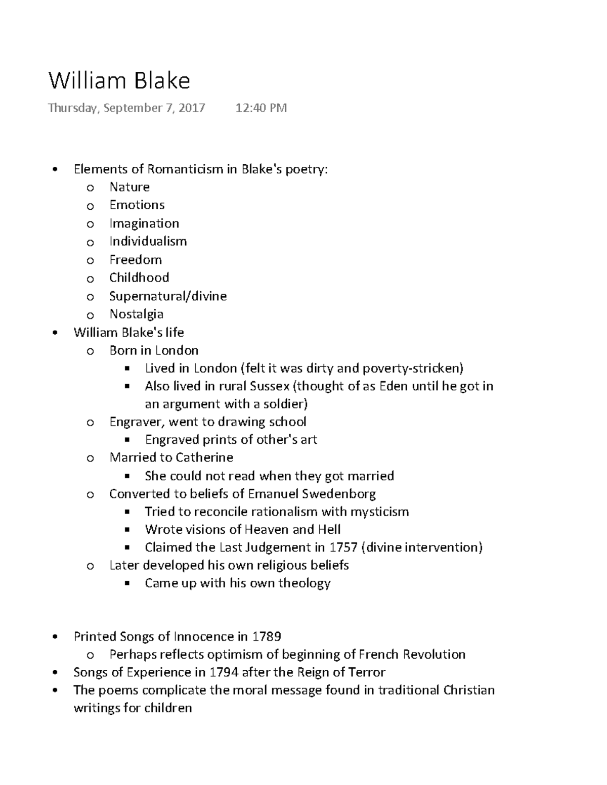 William Blake - Notes on his life and his works - Elements of ...