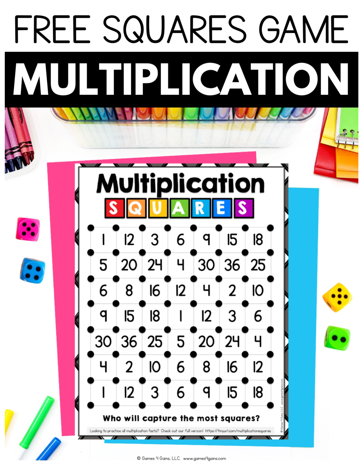 Multiplication+Facts+Squares+Game+Freebie+Blog - © Games 4 Gains, LLC ...