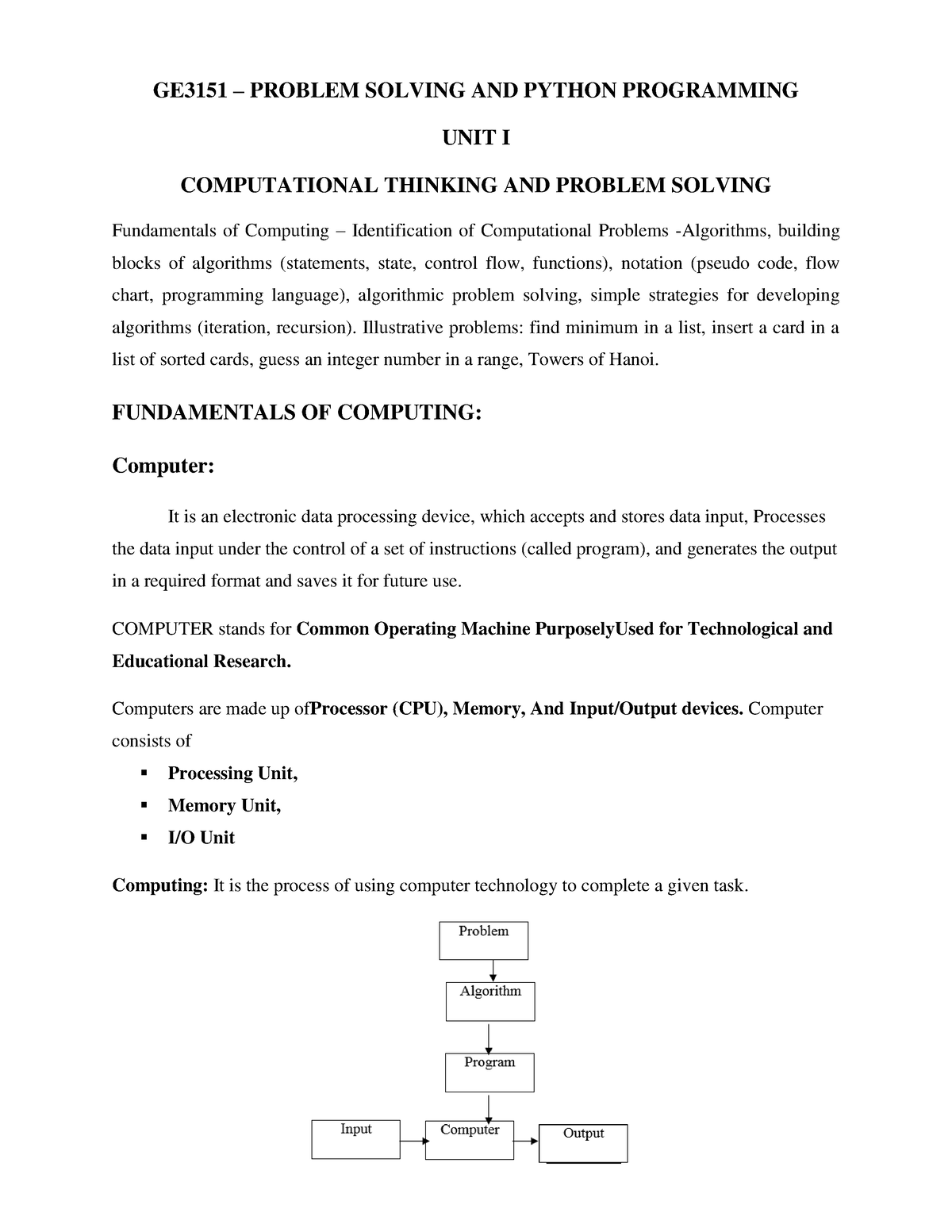 ge3151 problem solving and python programming notes