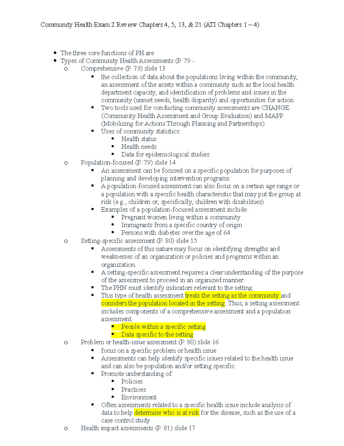 Community Health Exam 2 Review Chapters 4 - Community Health Exam 2 ...