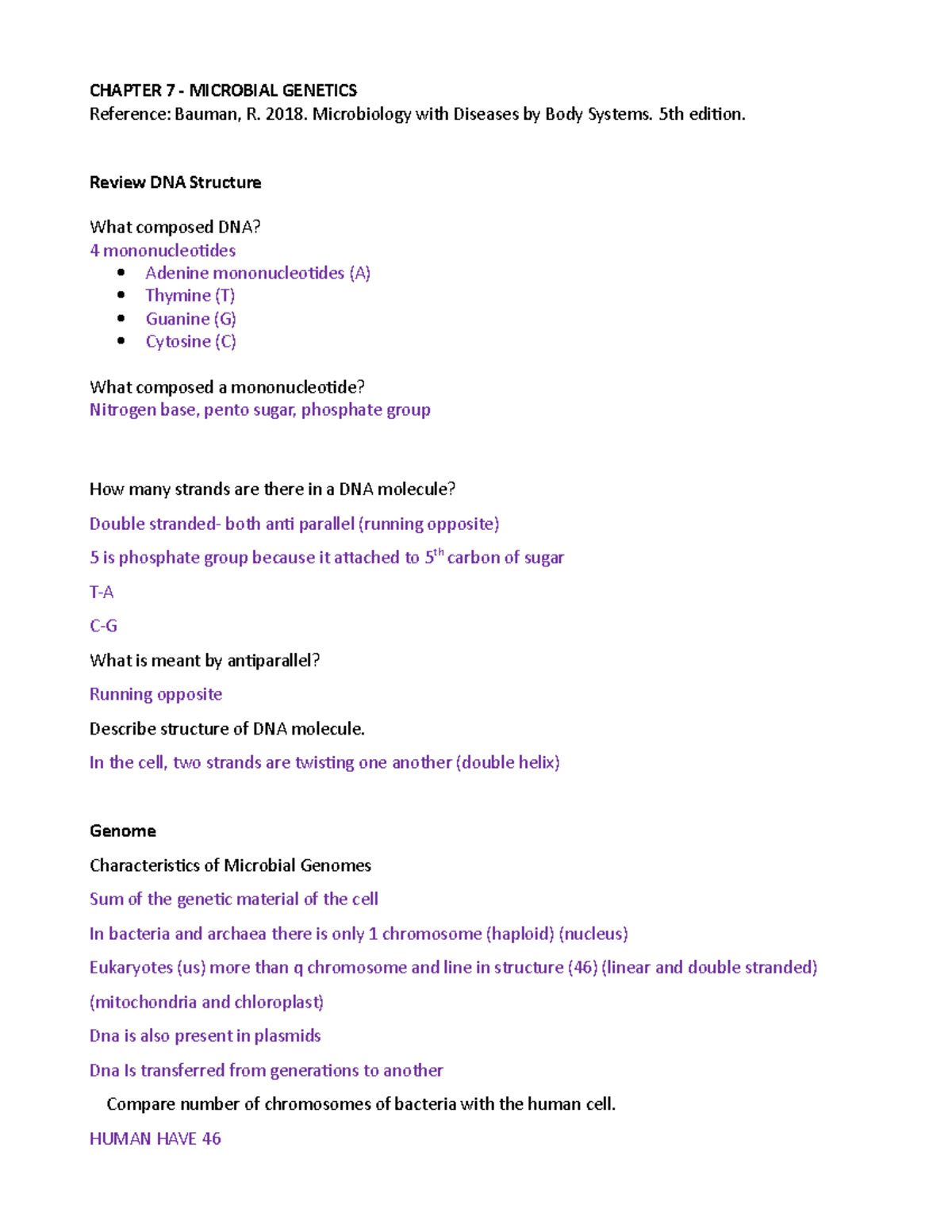 Chapter 7. Microbial Genetics S - CHAPTER 7 - MICROBIAL GENETICS ...