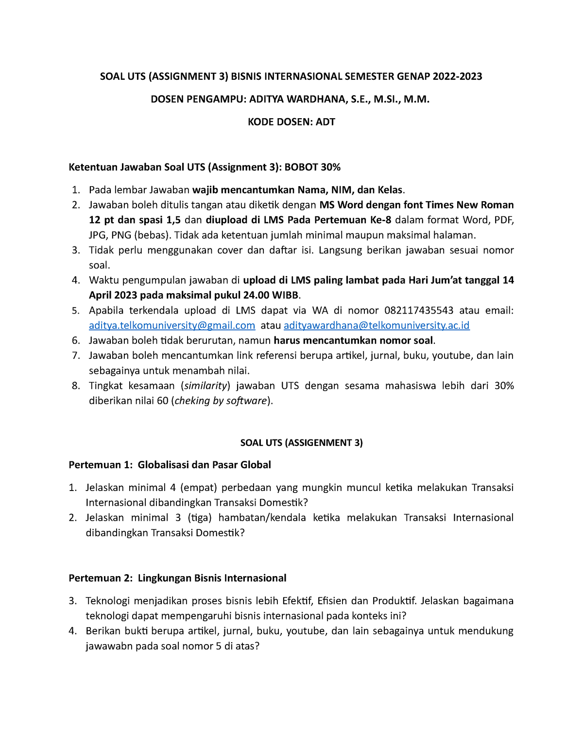 SOAL UTS Bisnis Internasional - SOAL UTS (ASSIGNMENT 3) BISNIS ...