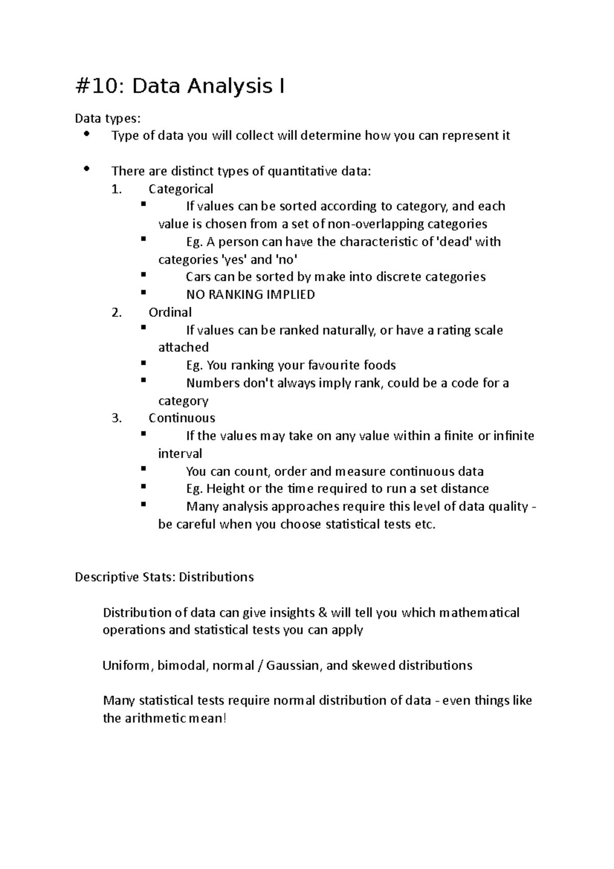 10 Data Anlysis Part 1 - Lecture notes Week 10 - #10: Data Analysis I ...