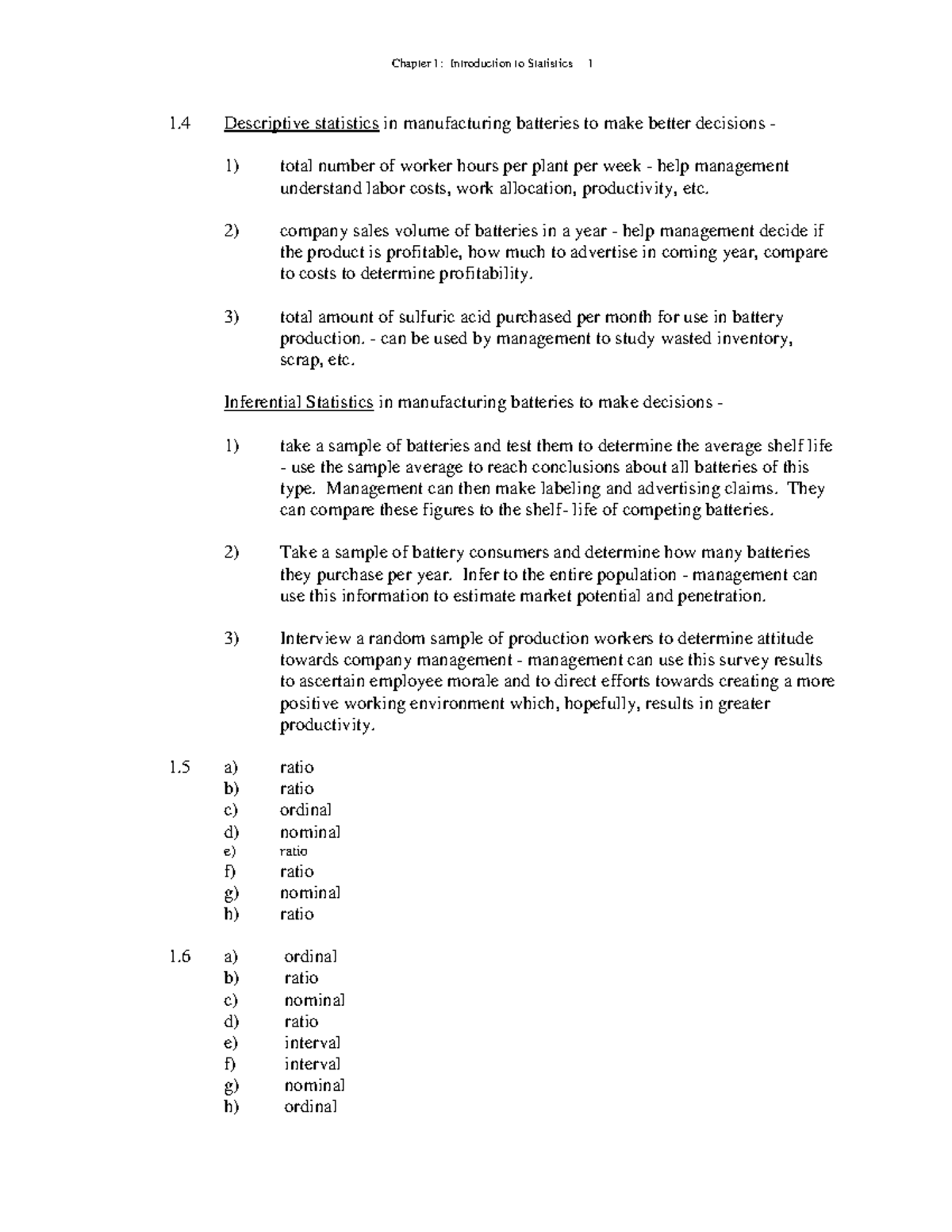 Tutorial Solutions Chapter 01 - Chapter 1: Introduction To Statistics 1 ...