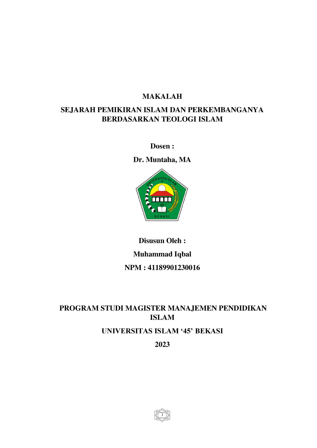 Makalah Sejarah Pemikiran Dan Perkembang Islam - MAKALAH SEJARAH ...