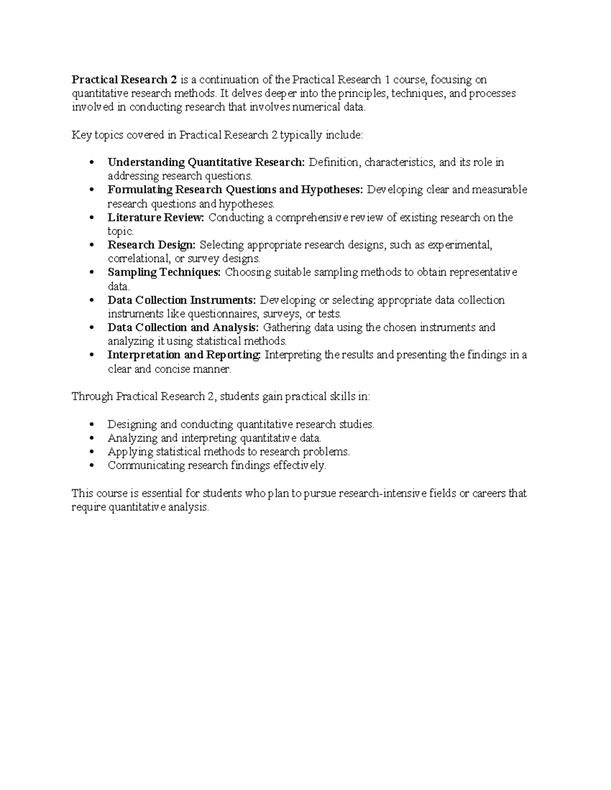Practical Research 2 - It delves deeper into the principles, techniques ...