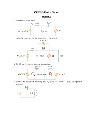 Tutorial 2 - Practice questions - Electric Circuits - Studocu