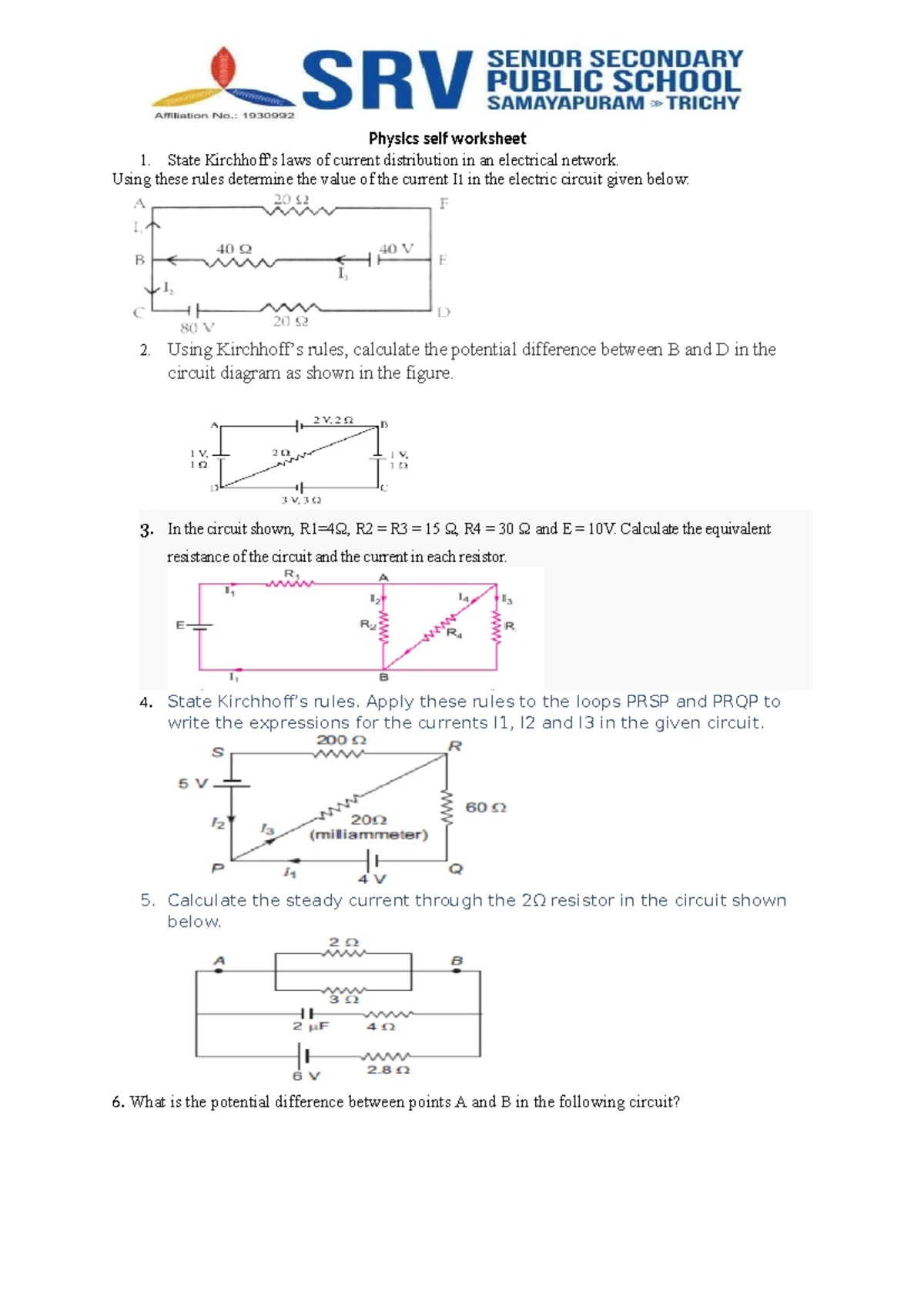 Alternating Current Ncert Worksheet - CHAPTER ALTERNATING CURRENT 7 ...