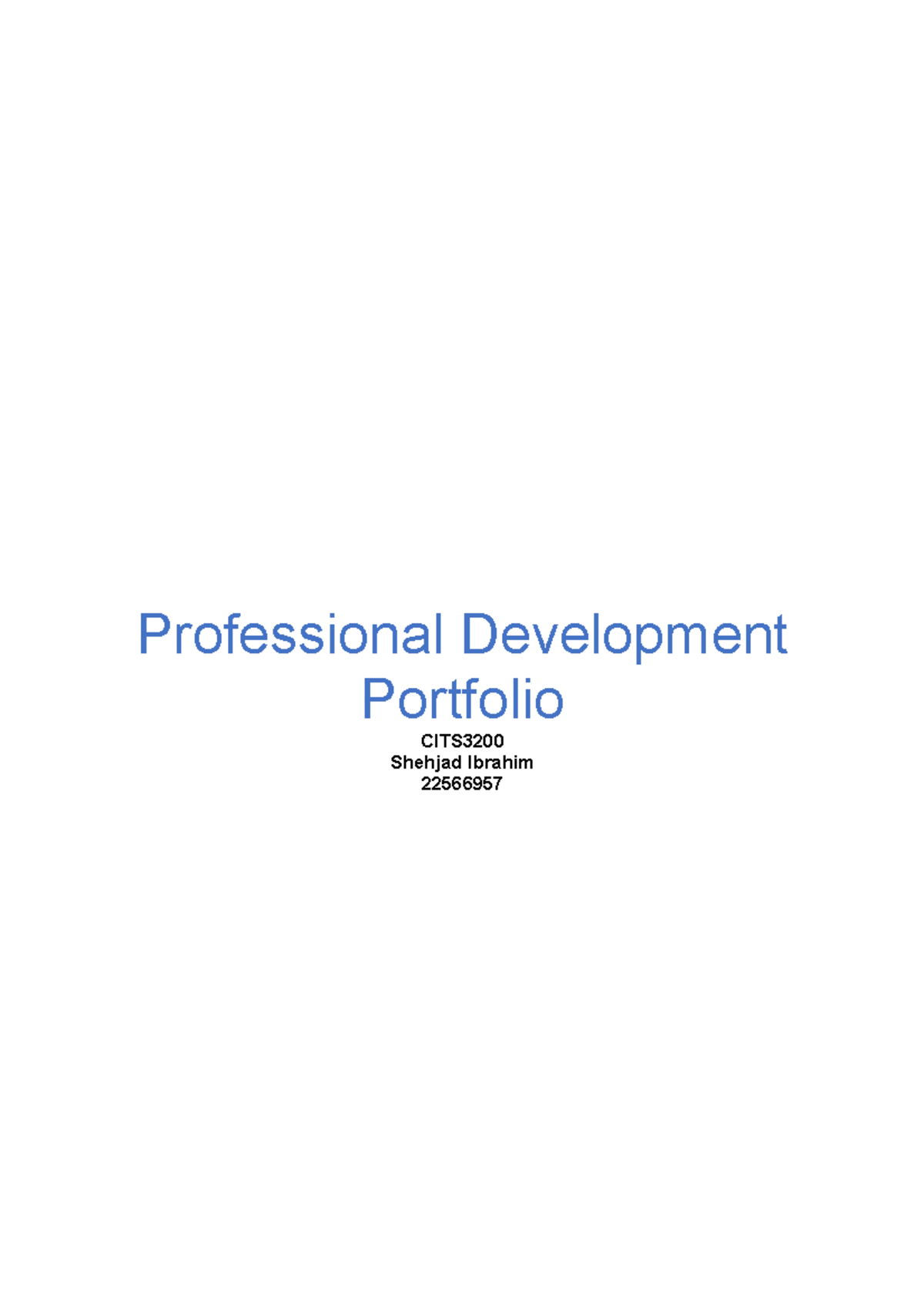 Professional Development Portfolio 22566957 - Professional Development ...