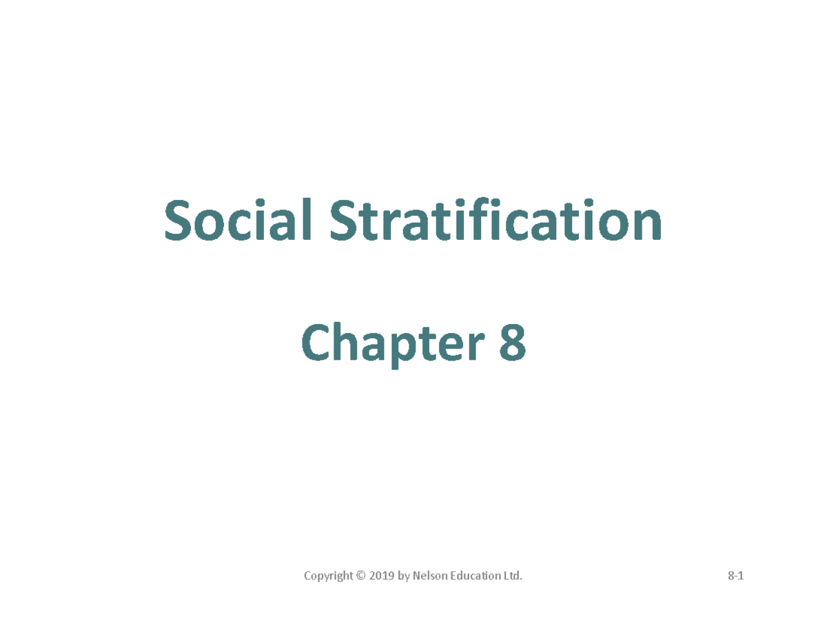 C08 PPT online - LECTURE - Social Stratification Chapter 8 Patterns of ...