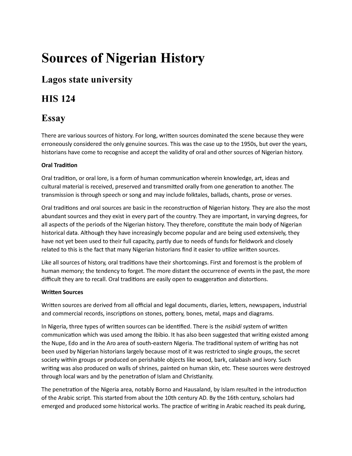 history of nigeria assignment