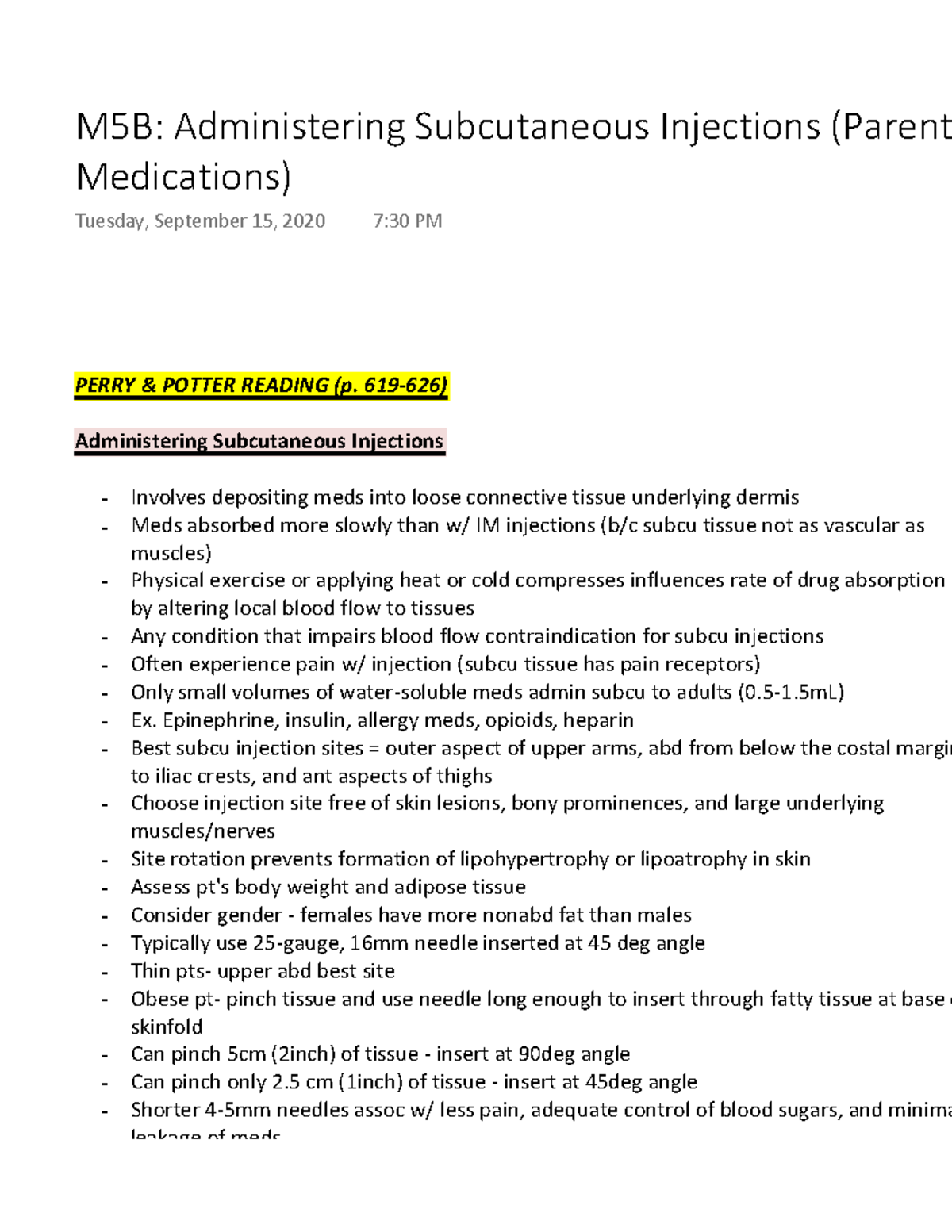 M5B Administering Subcutaneous Injections (Parenteral Medications ...