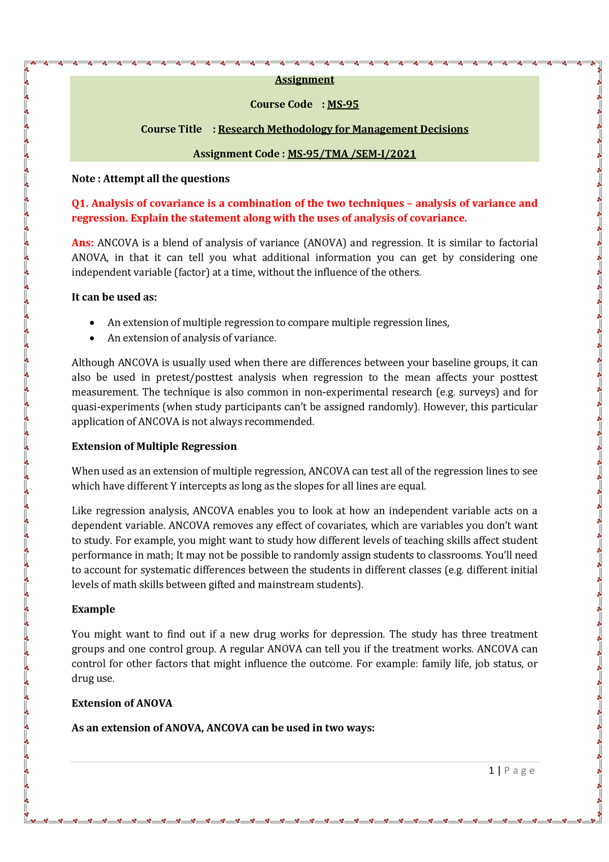 Ms-95 Research Methodology For Management Decisions Jan-june 2021 