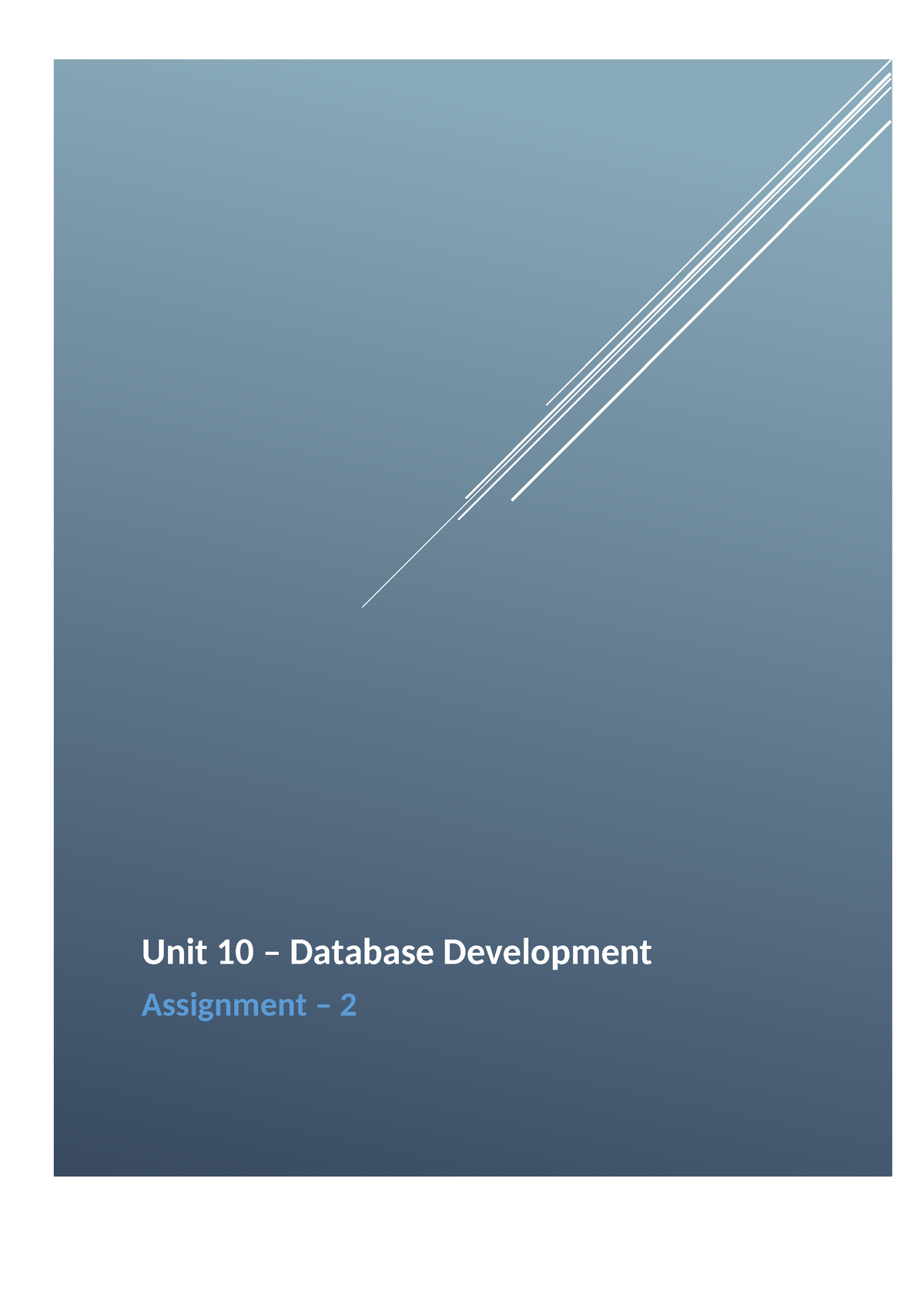 unit 10 database development assignment 2