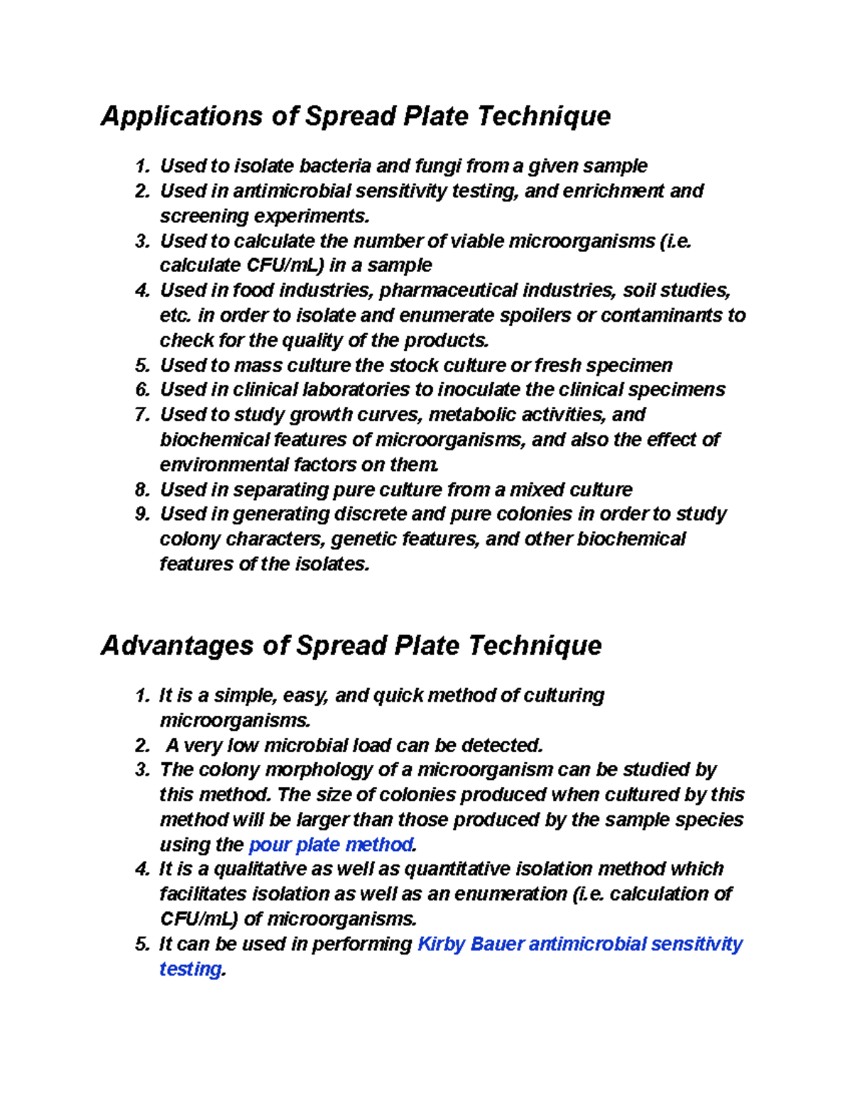 Applications of spread plate Used to calculate the number of viable